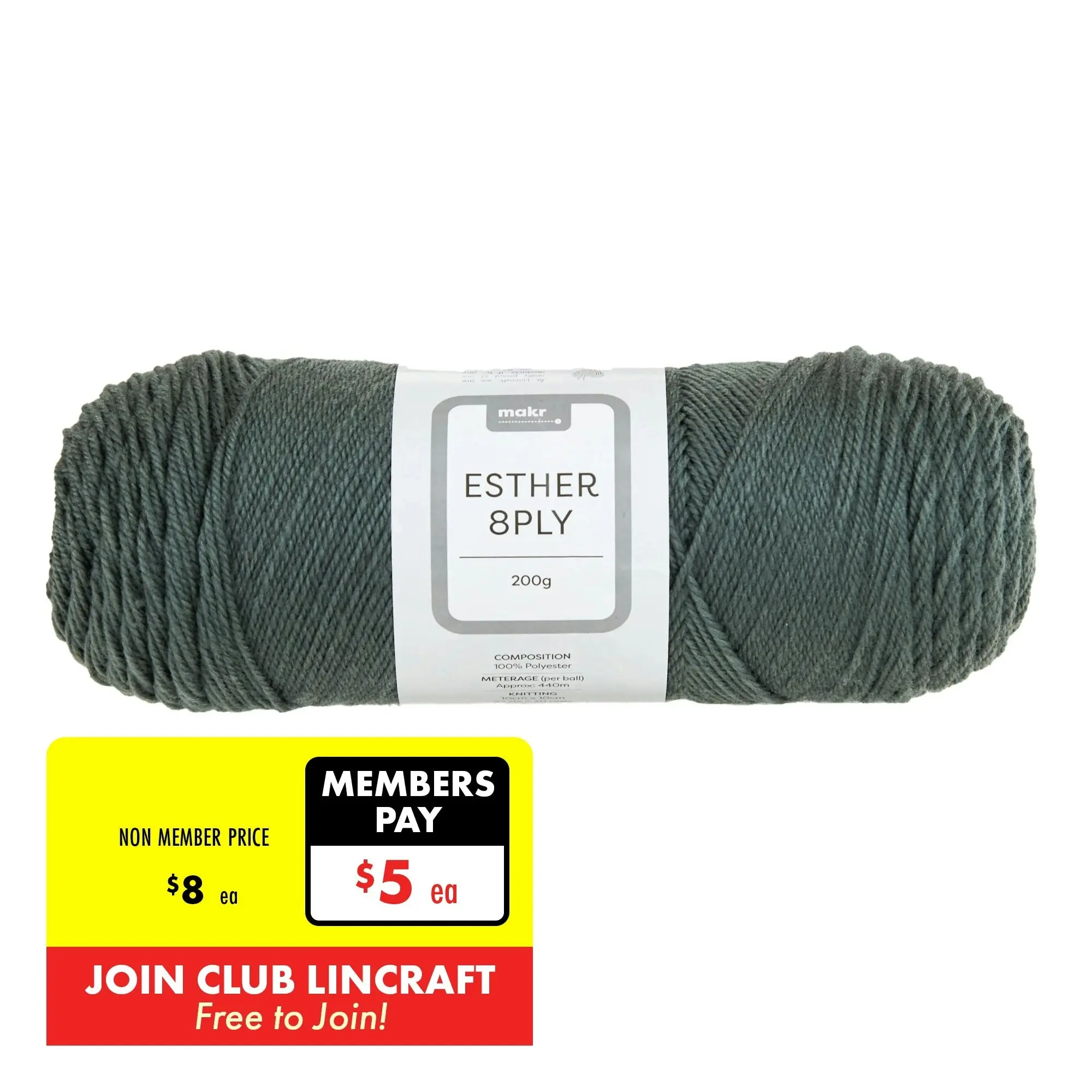 Makr Esther 8ply Crochet & Knitting Yarn, 200g Polyester Yarn