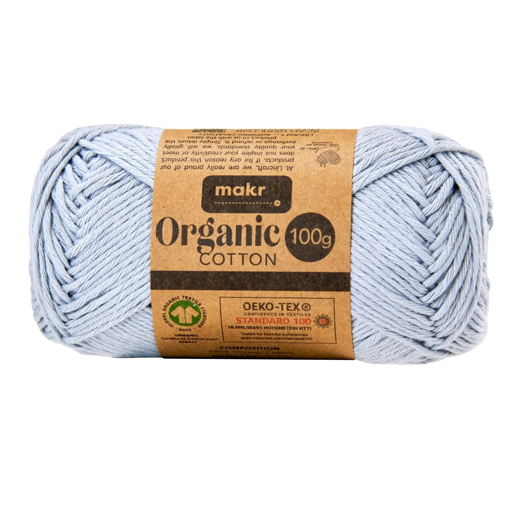 Makr Organic Cotton Crochet & Knitting Yarn - 100g Cotton Yarn