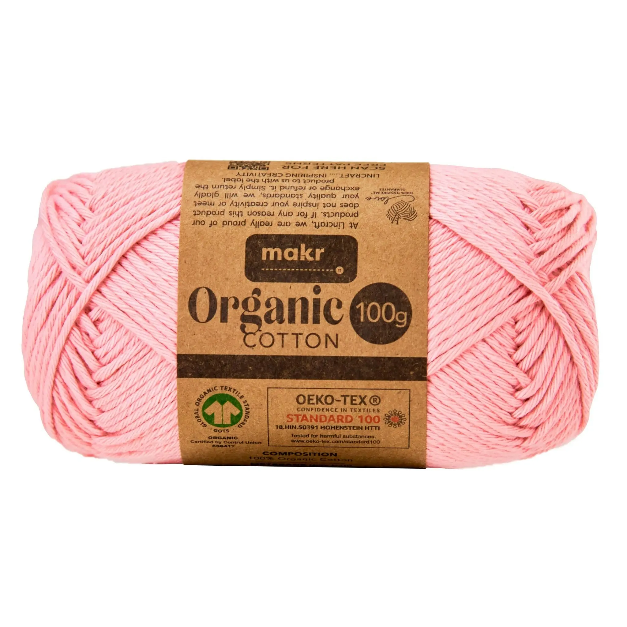 Makr Organic Cotton Crochet & Knitting Yarn - 100g Cotton Yarn