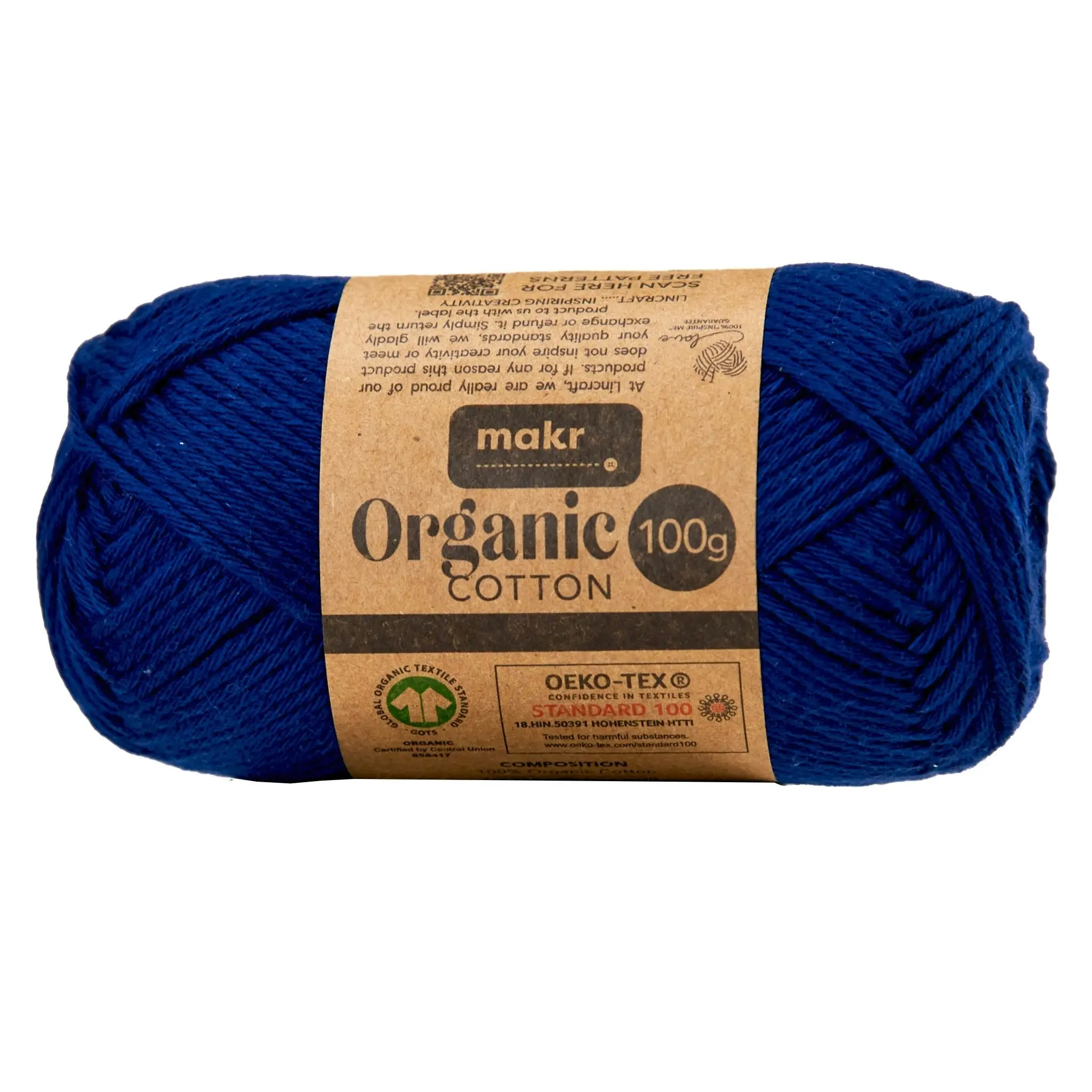 Makr Organic Cotton Crochet & Knitting Yarn - 100g Cotton Yarn