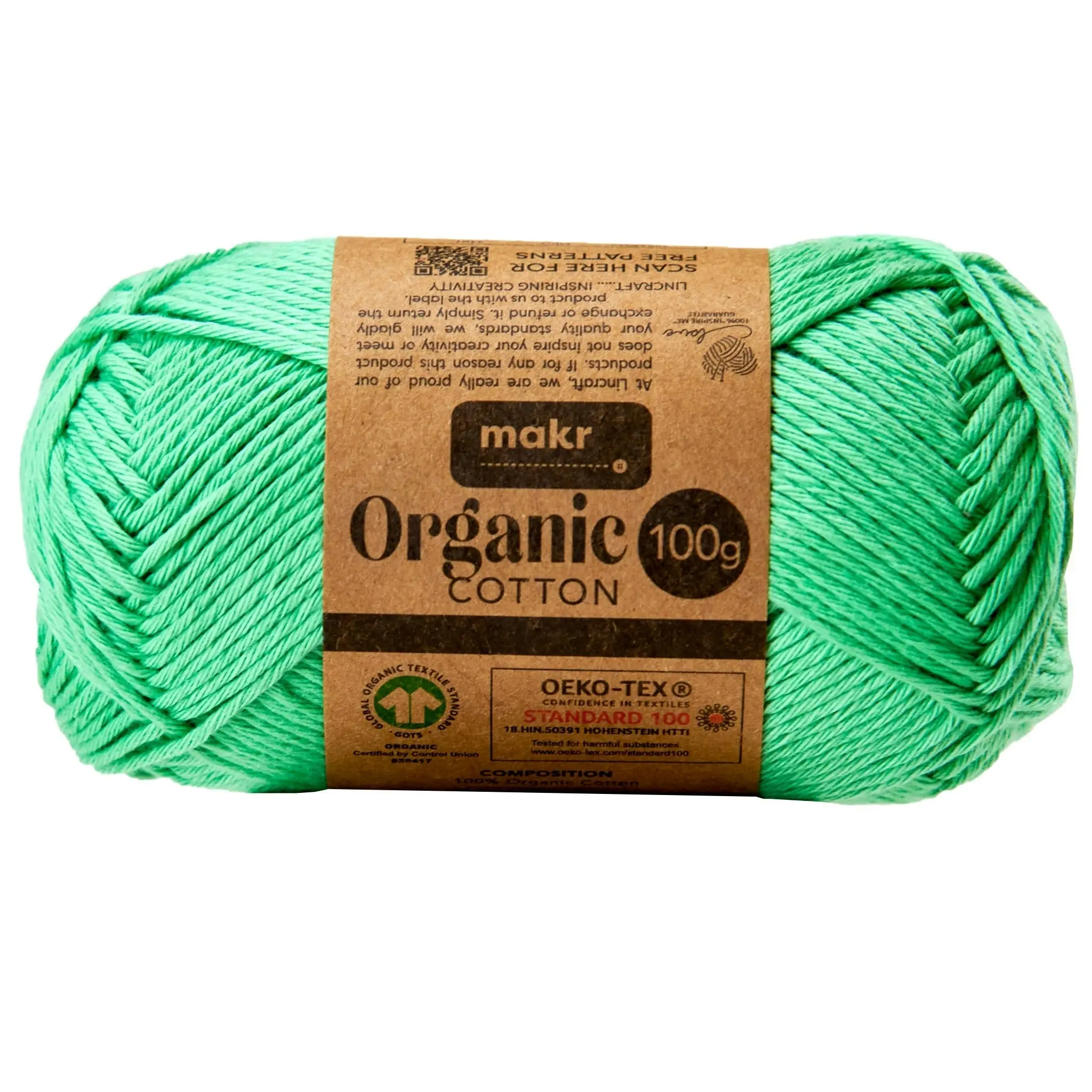 Makr Organic Cotton Crochet & Knitting Yarn - 100g Cotton Yarn