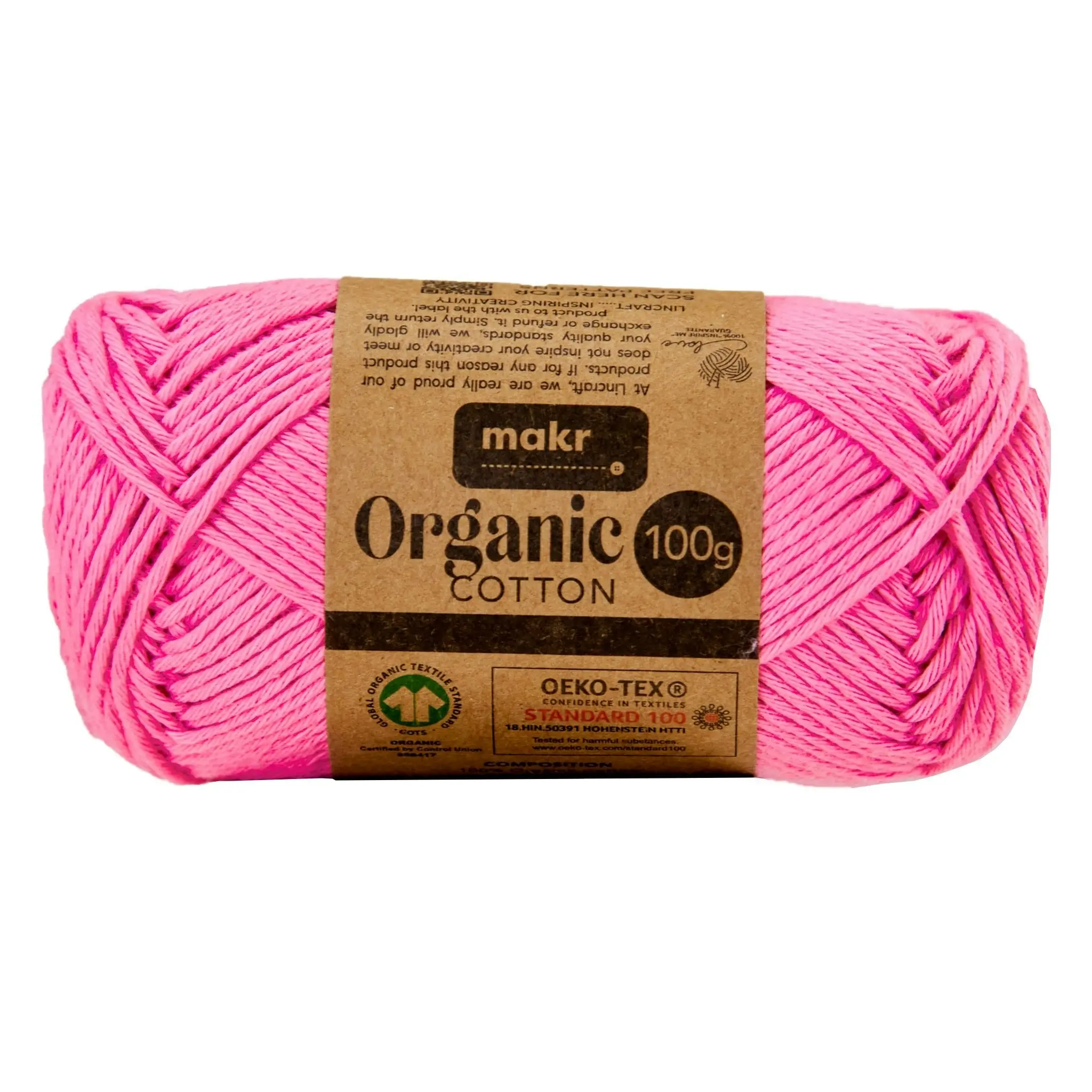 Makr Organic Cotton Crochet & Knitting Yarn - 100g Cotton Yarn