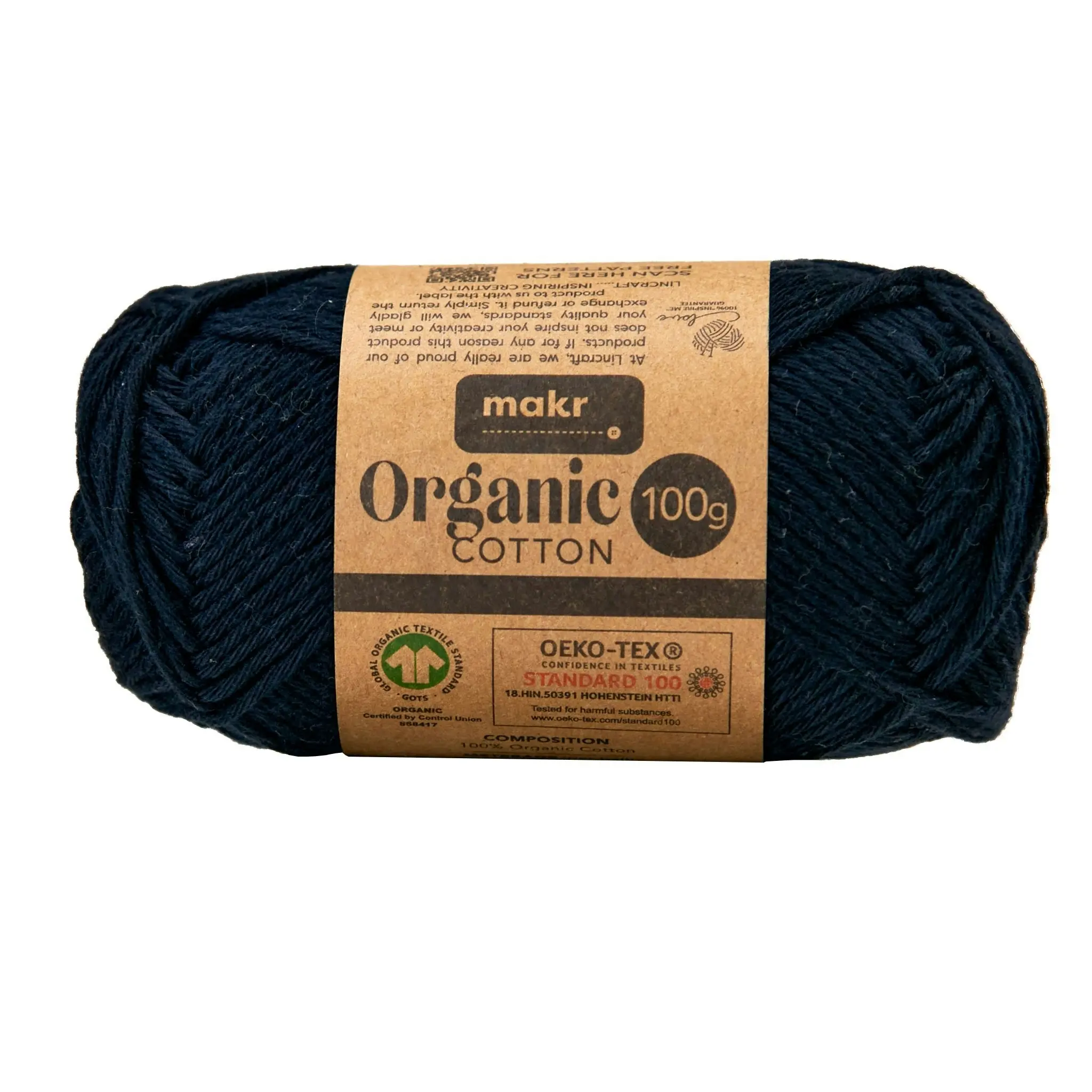 Makr Organic Cotton Crochet & Knitting Yarn - 100g Cotton Yarn