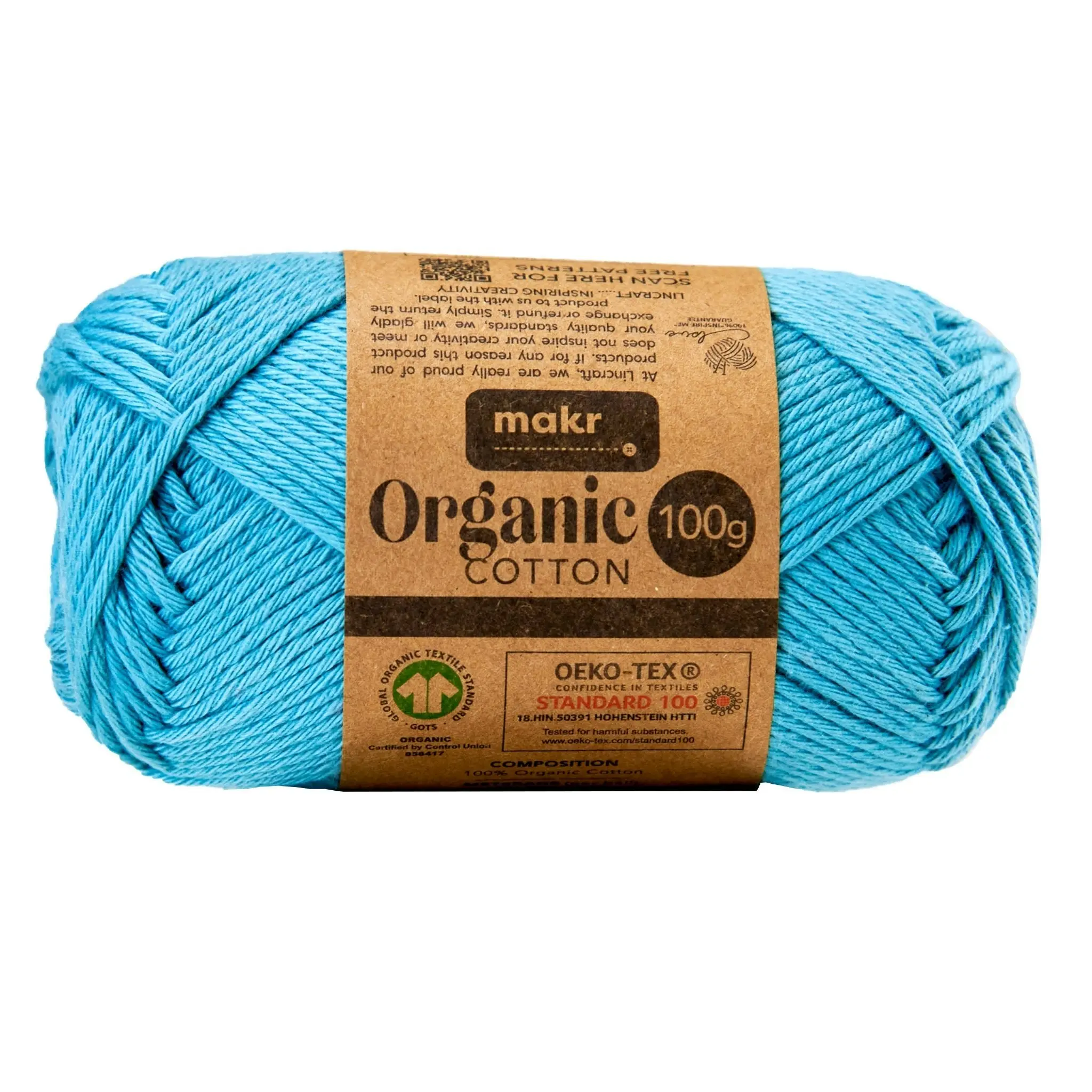 Makr Organic Cotton Crochet & Knitting Yarn - 100g Cotton Yarn