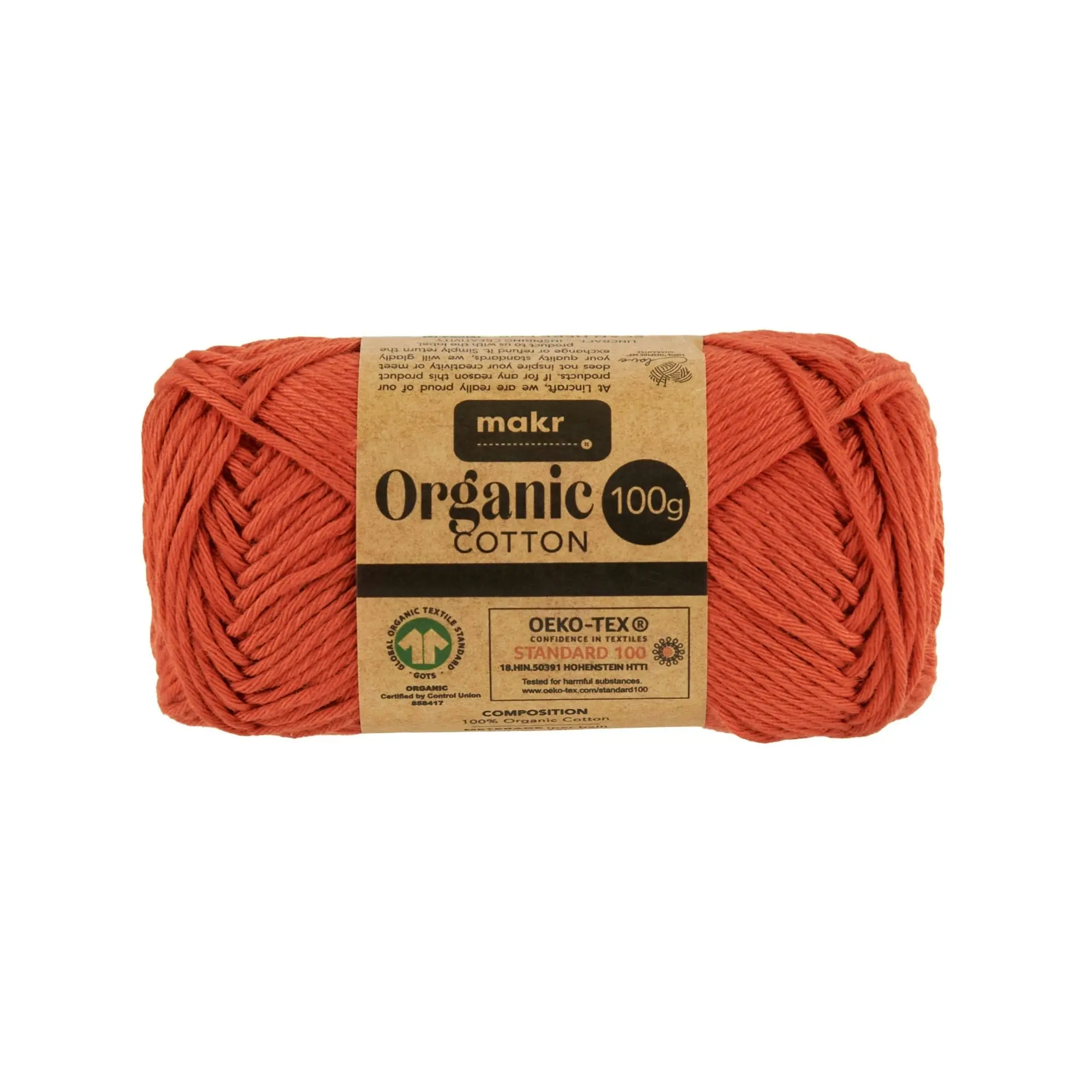 Makr Organic Cotton Crochet & Knitting Yarn - 100g Cotton Yarn