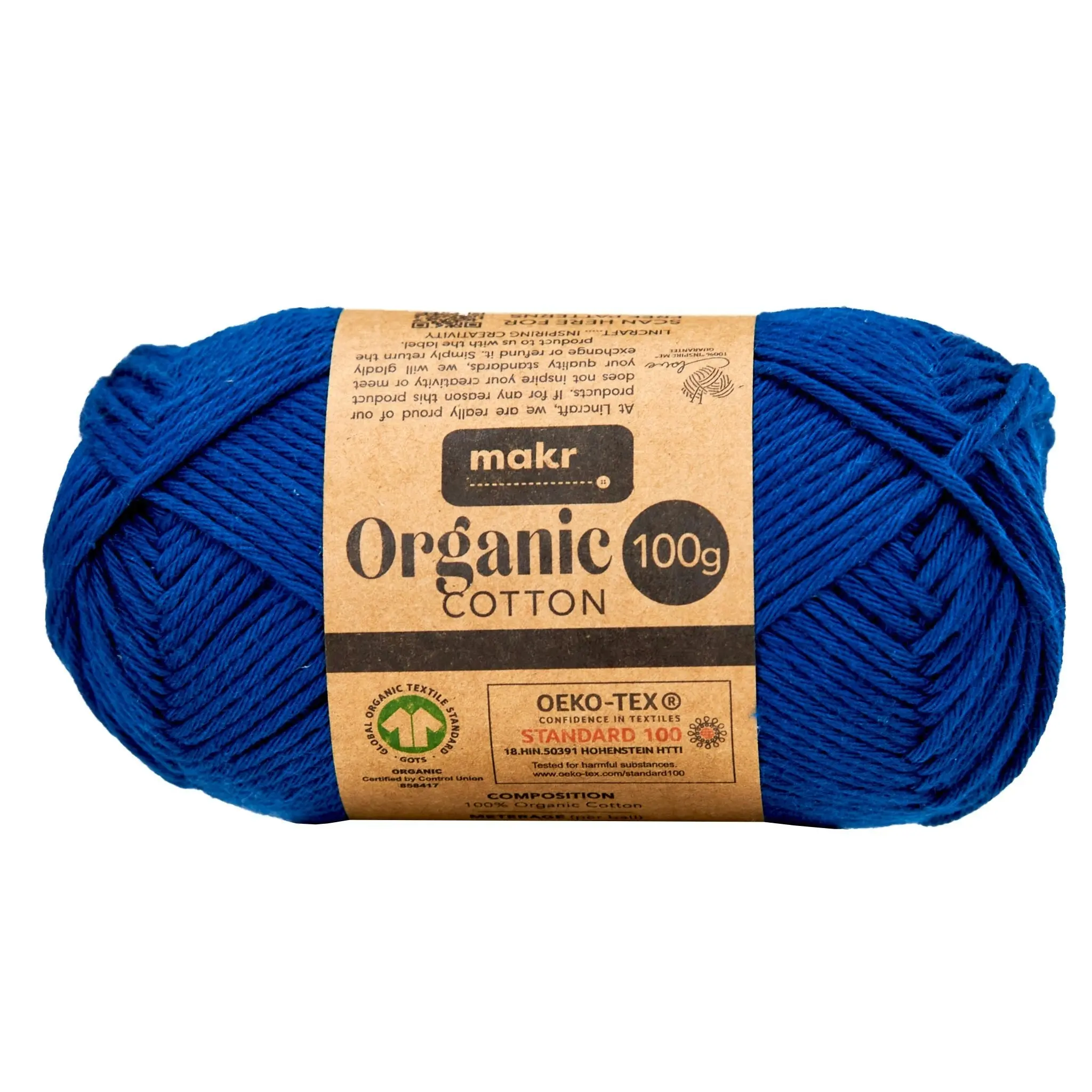 Makr Organic Cotton Crochet & Knitting Yarn - 100g Cotton Yarn