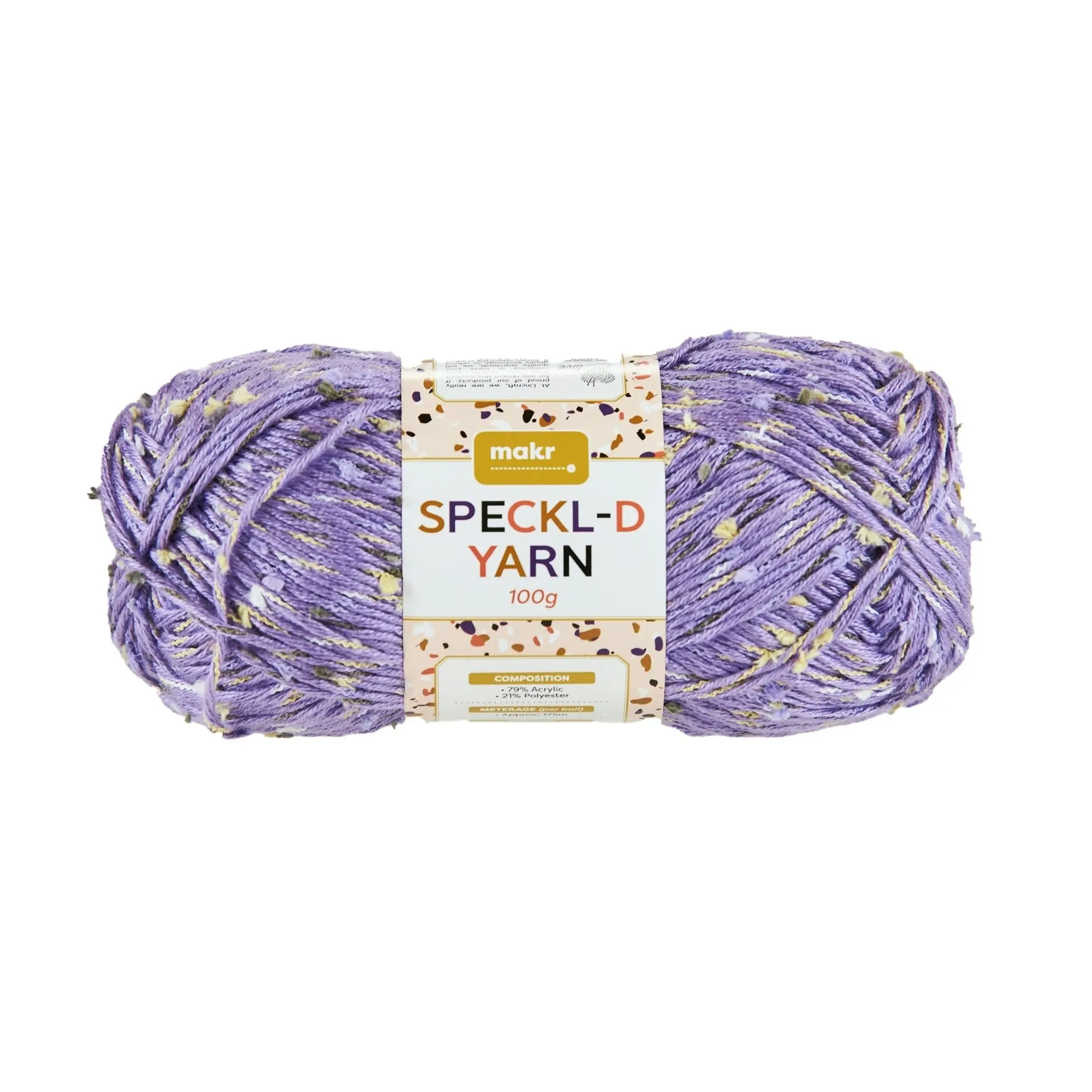 Makr Speckl-D Crochet & Knitting Yarn, 100g Acrylic Polyester Yarn