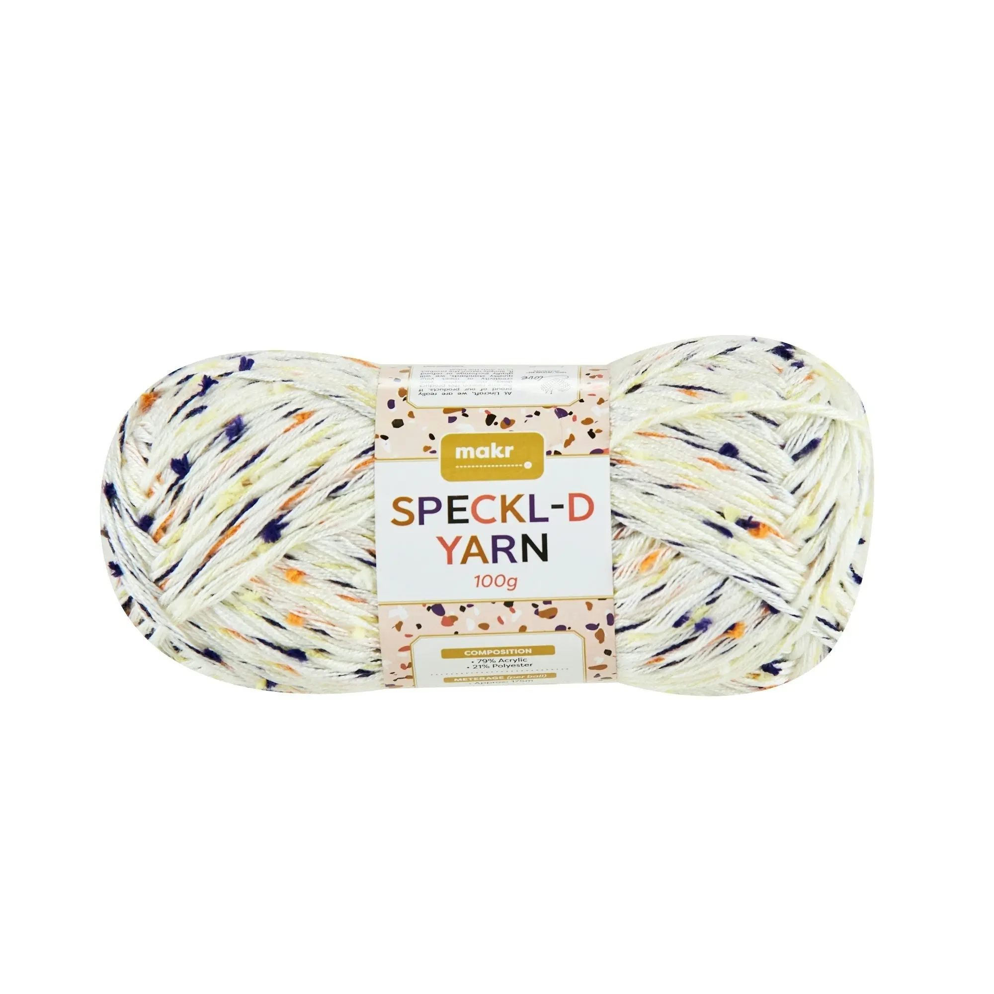 Makr Speckl-D Crochet & Knitting Yarn, 100g Acrylic Polyester Yarn