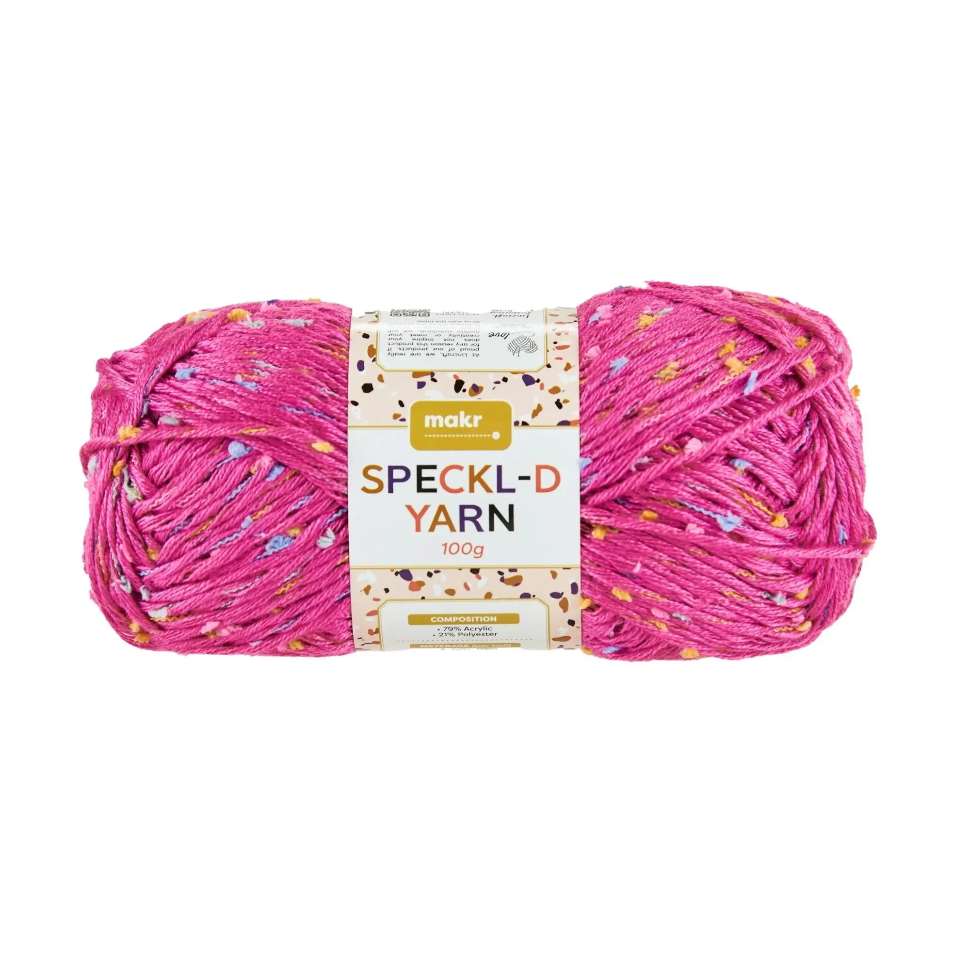 Makr Speckl-D Crochet & Knitting Yarn, 100g Acrylic Polyester Yarn