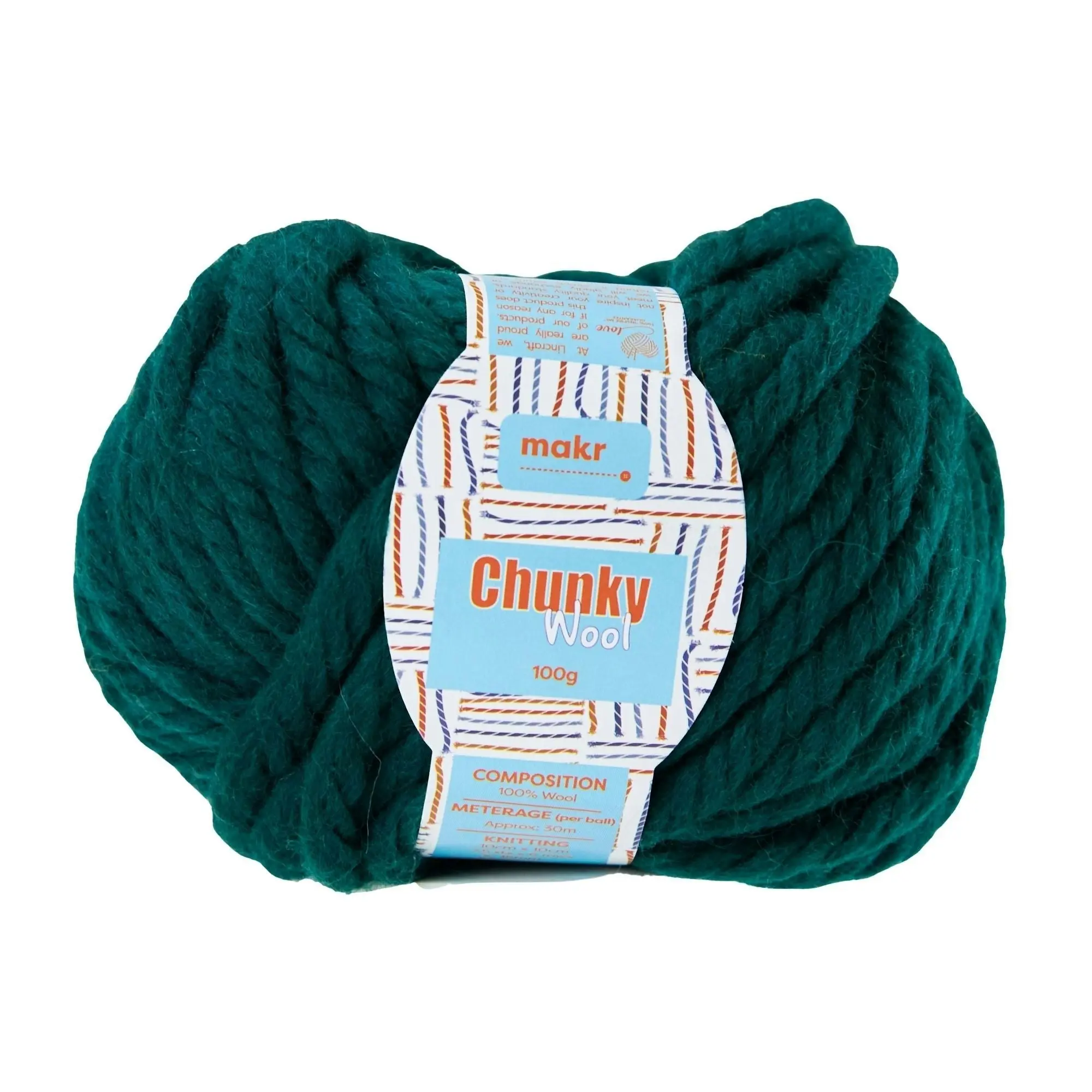 Makr Chunky Wool Crochet & Knitting Yarn, 100g