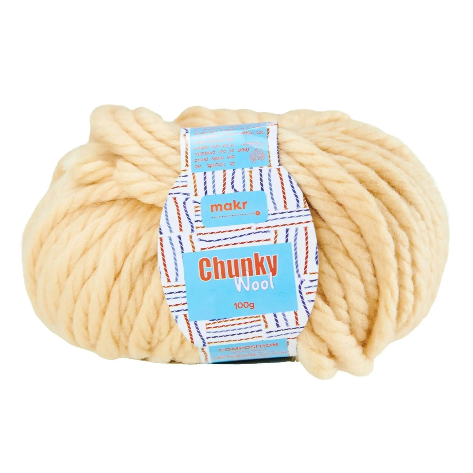 Makr Chunky Wool Crochet & Knitting Yarn, 100g