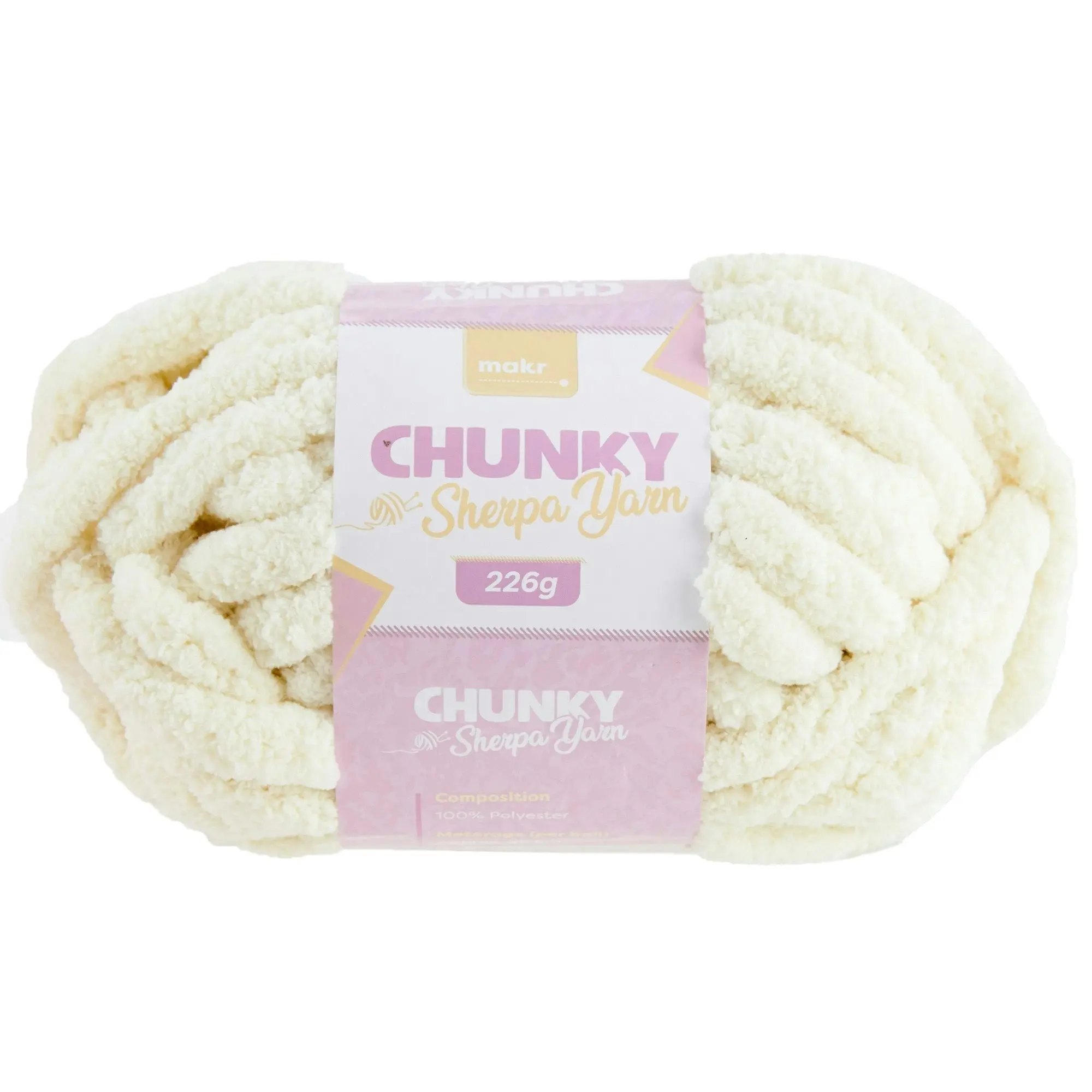 Makr Chunky Sherpa Crochet & Knitting Yarn, 226g Polyester Yarn