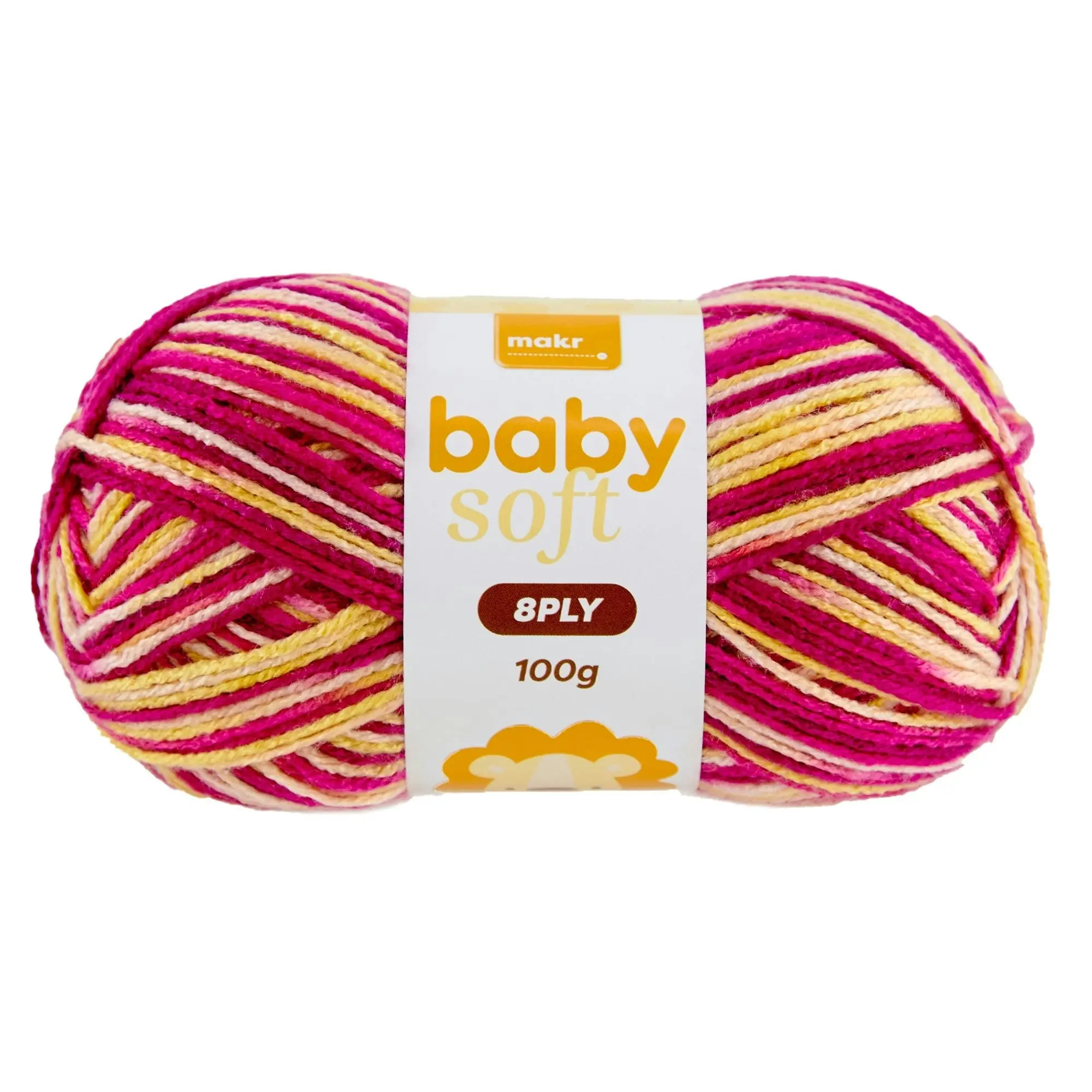 Makr Baby Soft Print Crochet & Knitting Yarn 8ply, 100g Acrylic Nylon Blend Yarn