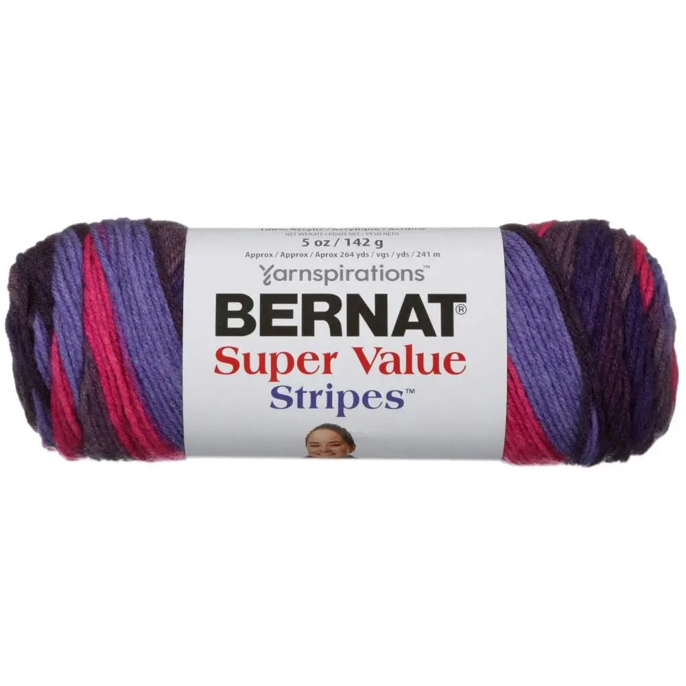 Bernat Super Value Stripes Crochet & Knitting Yarn - 142g Acrylic Yarn