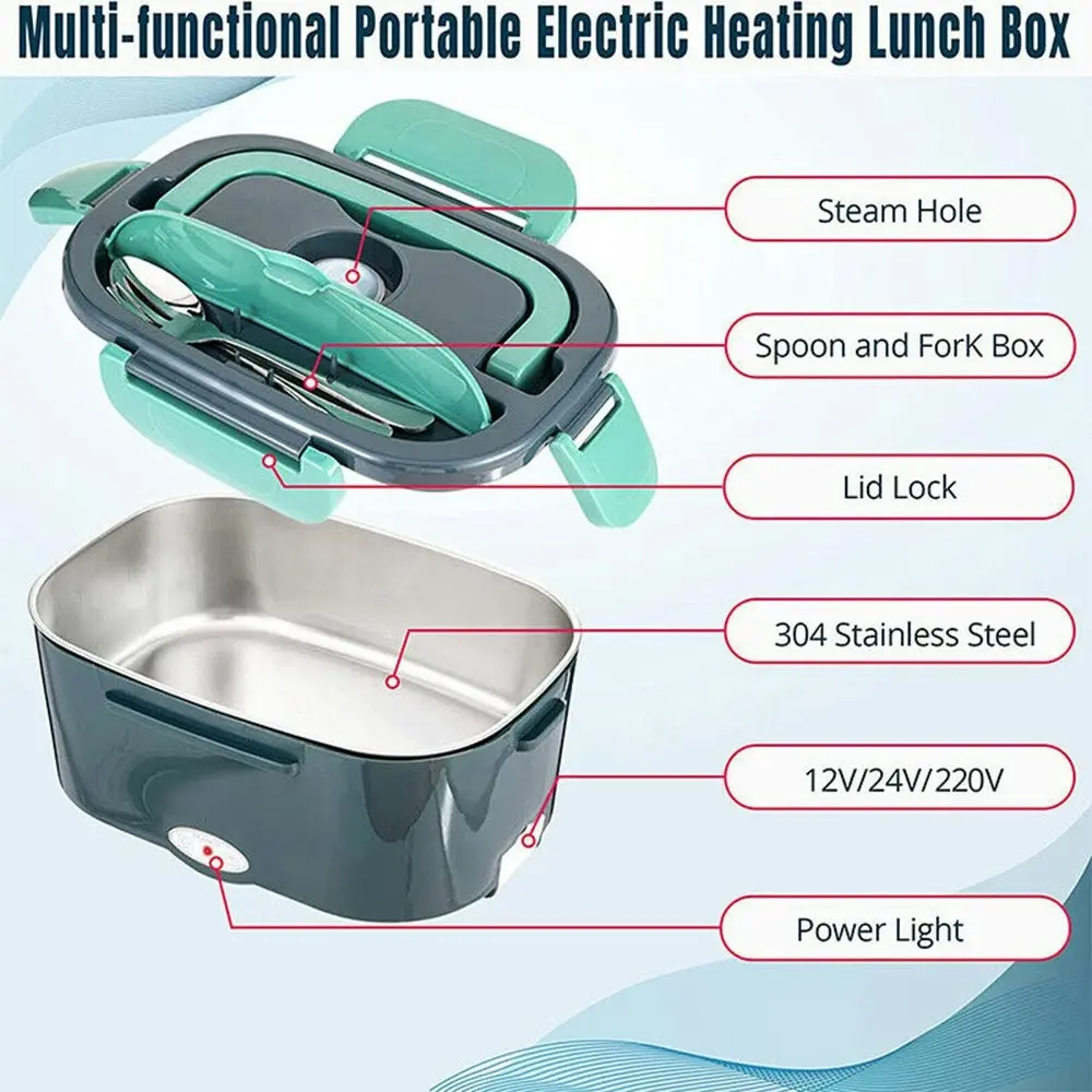 Electric Lunch Box Food Warmer Portable Leakproof Heater Car Home Picnic