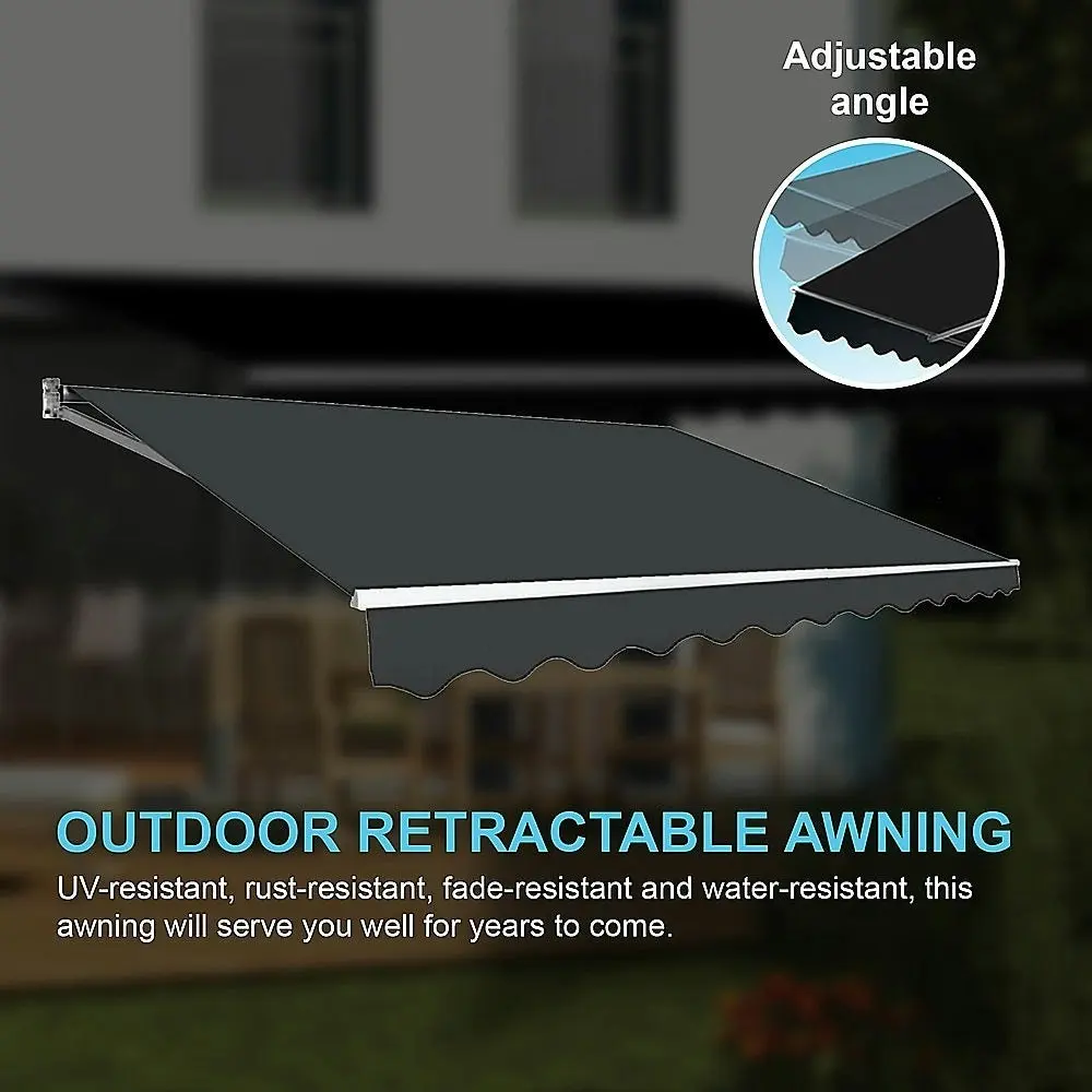 Motorised Outdoor Folding Arm Awning Retractable Sunshade Canopy Grey 5.0M X 3.0M