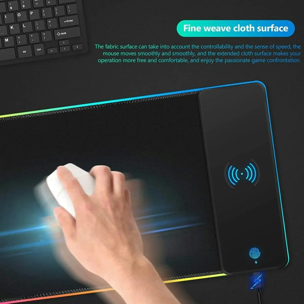 Rgb Wireless 15W Oversized Charger Mouse Pad 800X300 Mm Gaming