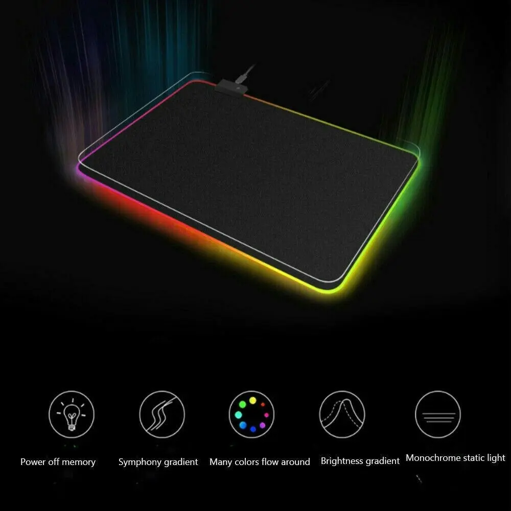 Led Gaming Mouse Pad Large Rgb Extended Mousepad Keyboard Desk Anti-Slip Mat