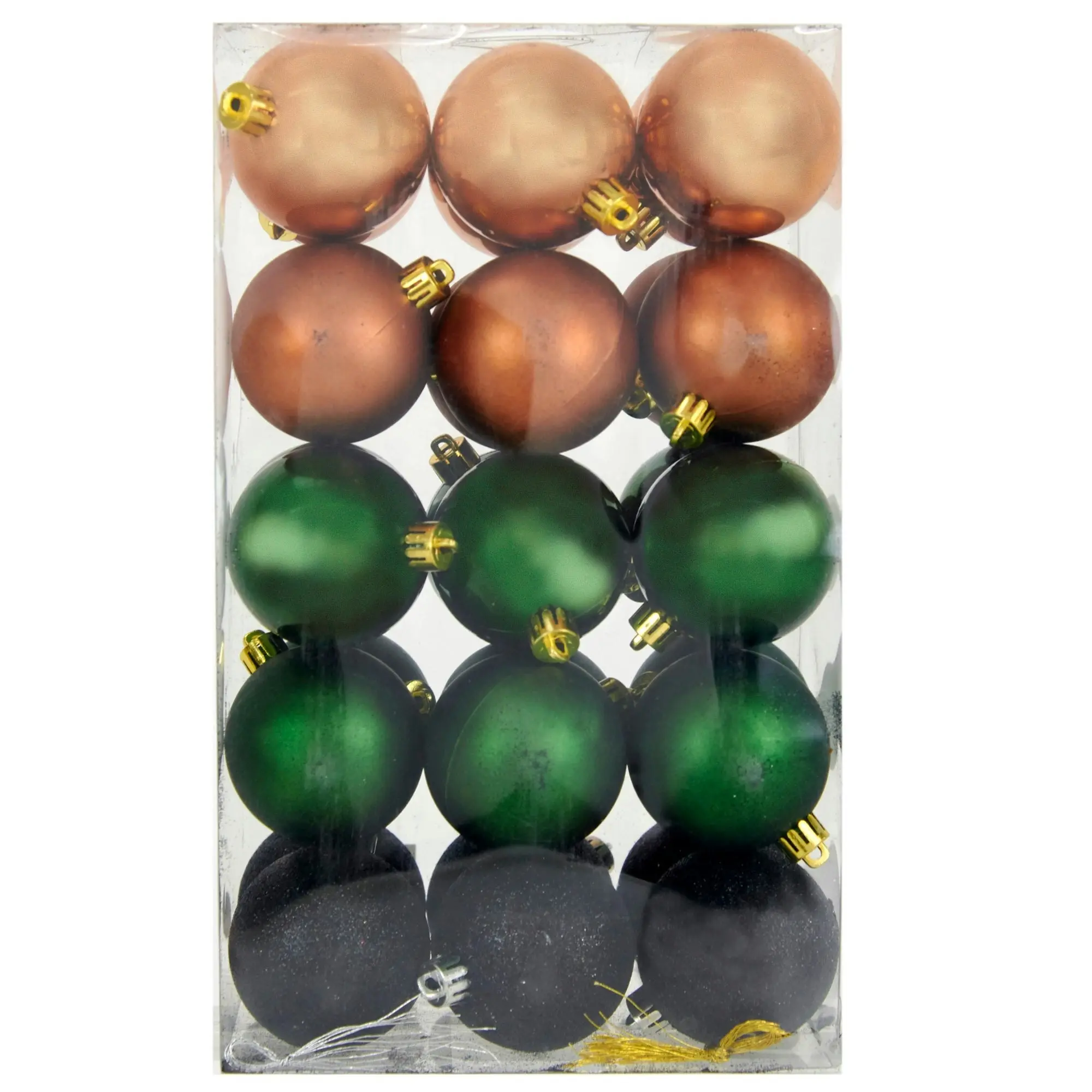 Christmas Shiny Matte Glitter Bauble PVC Box, 6cm- 30pk