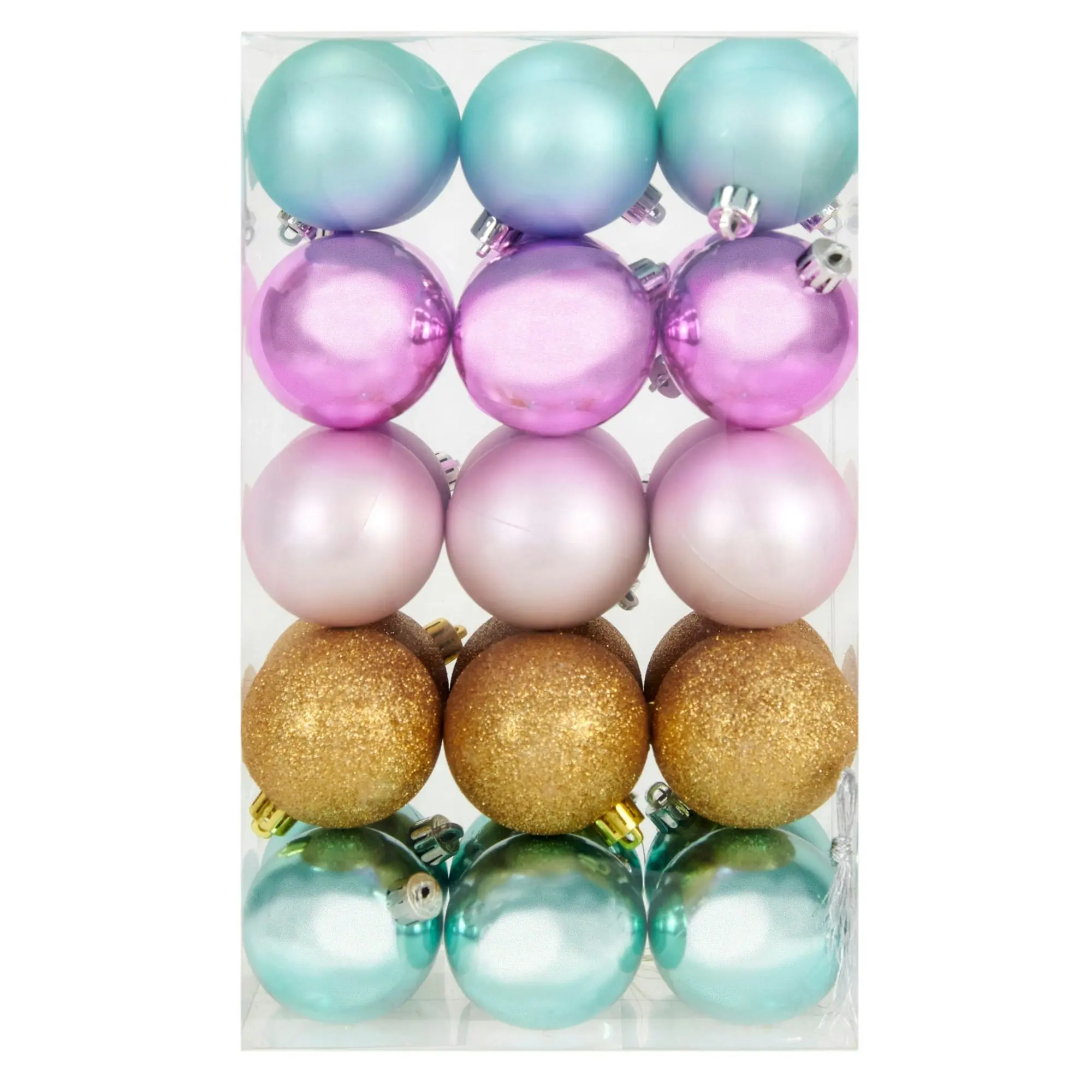 Christmas Shiny Matte Glitter Bauble PVC Box, 6cm- 30pk