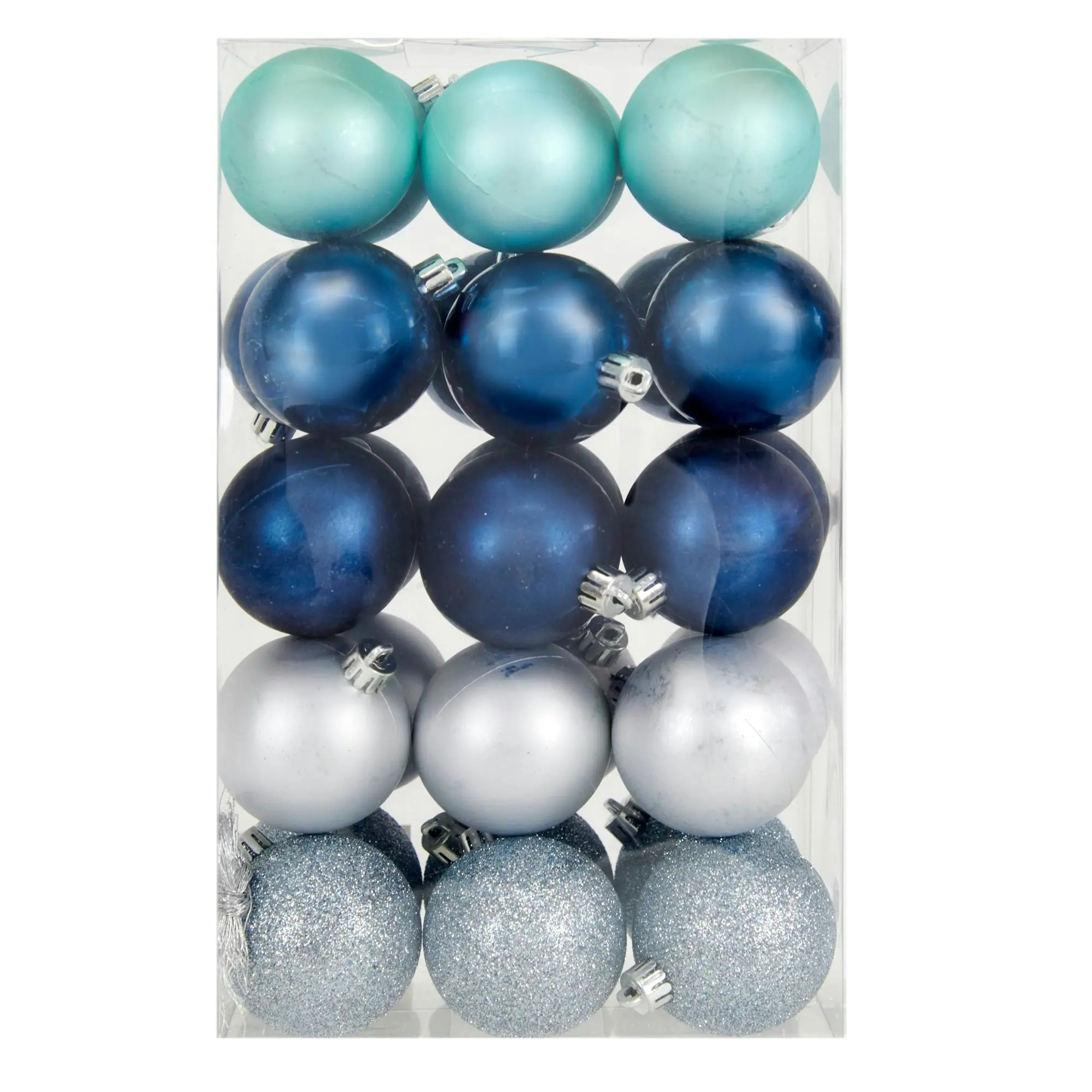 Christmas Shiny Matte Glitter Bauble PVC Box, 6cm- 30pk