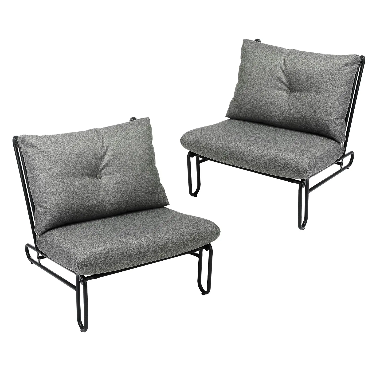 Livsip 2PCS Outdoor Lounge Chairs Patio Furniture Garden Sofa with Cushions Grey