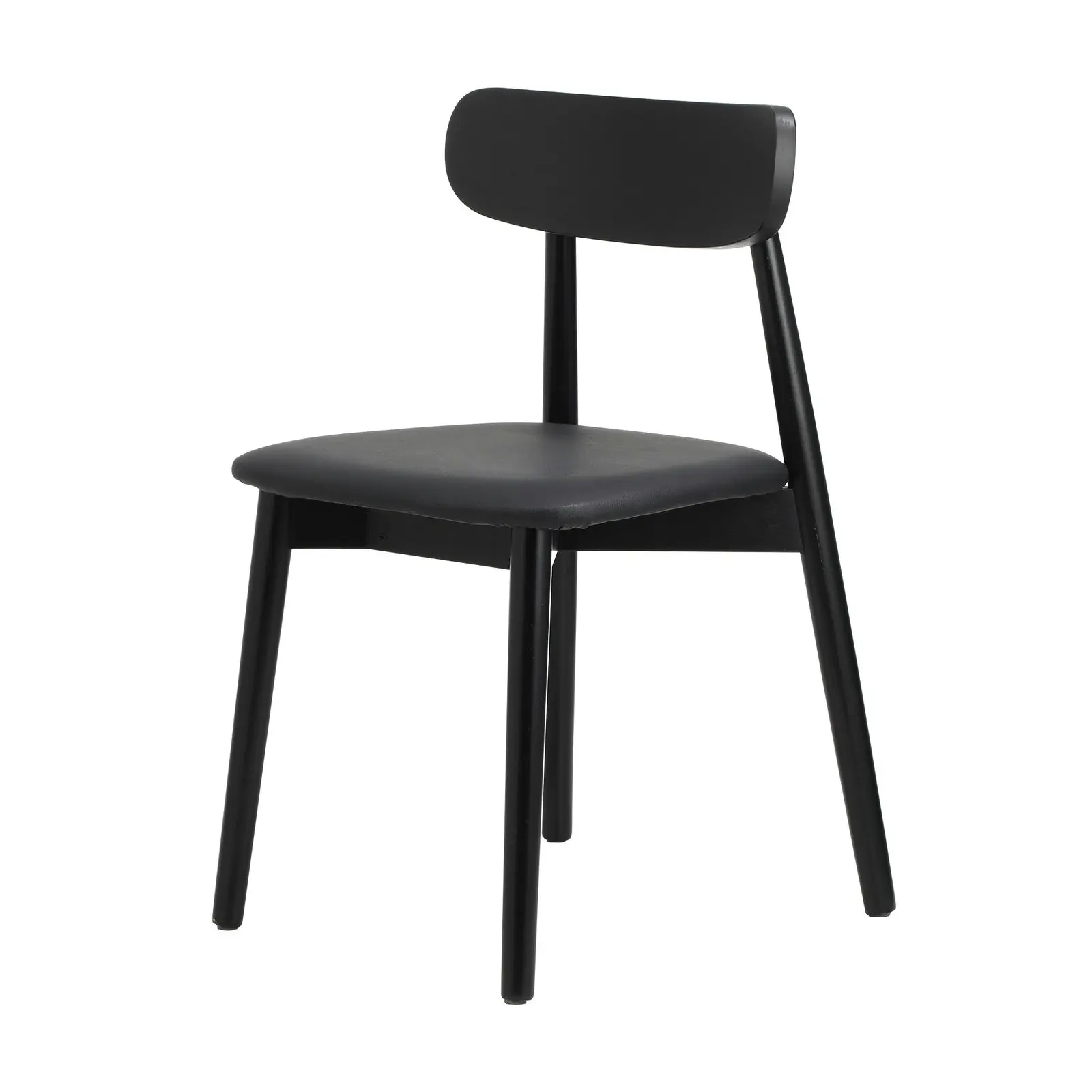 Oikiture 2x Dining Chairs Kitchen Chair PU Leather Solid Wood Cafe Lounge Black