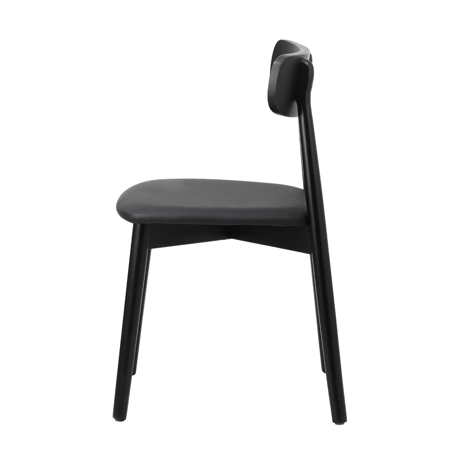 Oikiture 2x Dining Chairs Kitchen Chair PU Leather Solid Wood Cafe Lounge Black