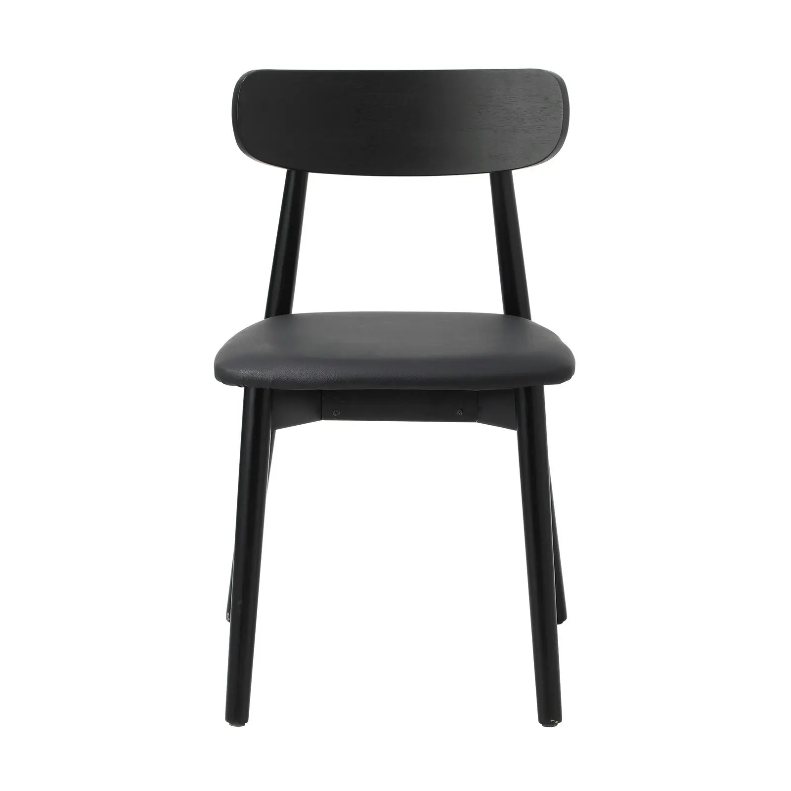 Oikiture 2x Dining Chairs Kitchen Chair PU Leather Solid Wood Cafe Lounge Black