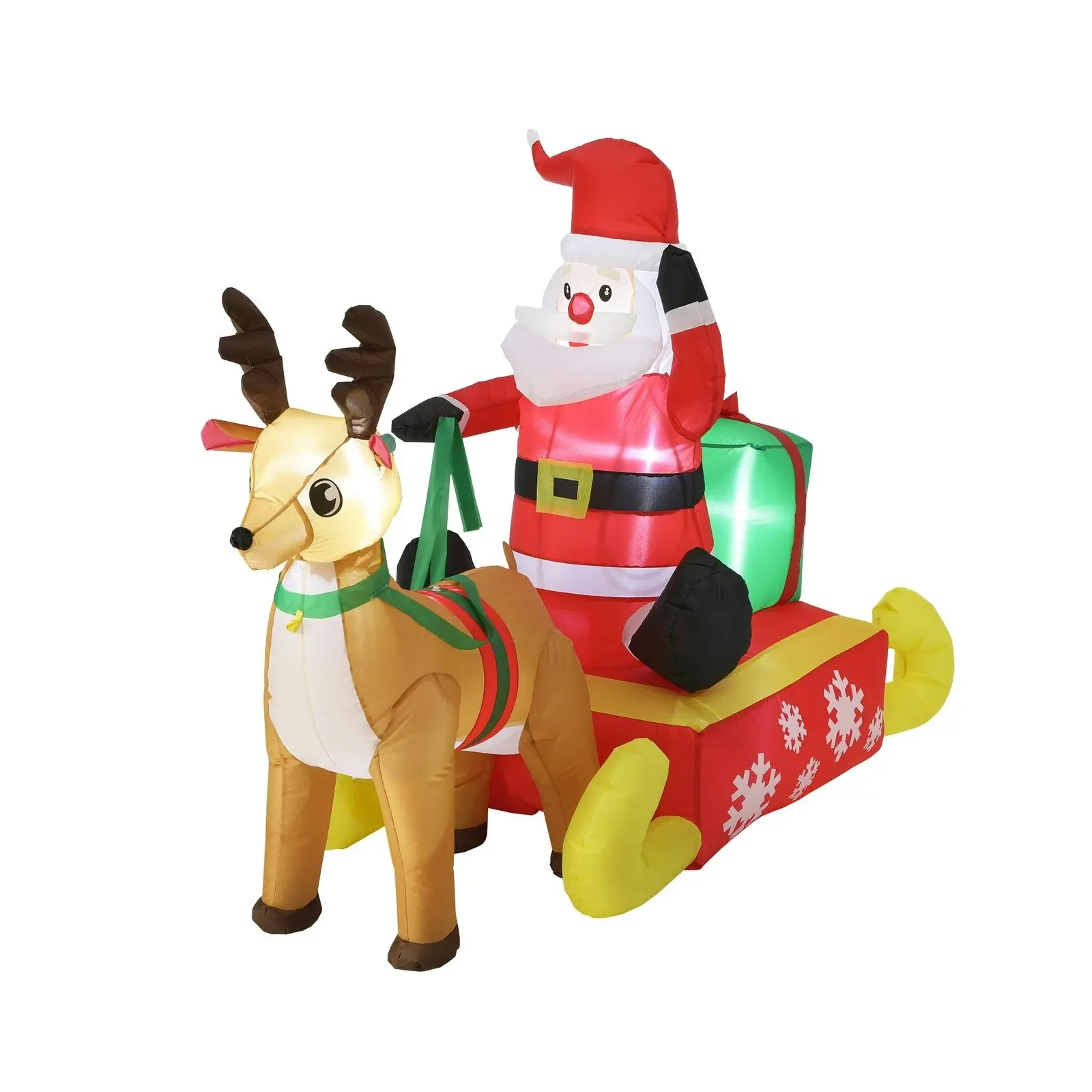 Mazam Christmas Inflatable Santa Reindeer 1.8M Xmas LED Light Outdoor Decoration