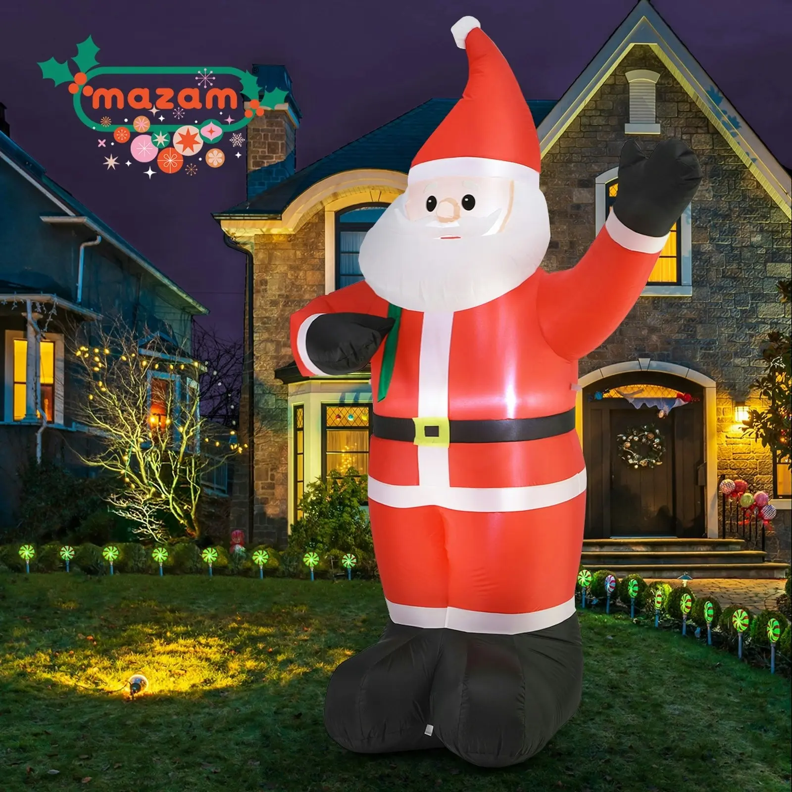 Mazam 2.4M Christmas Inflatable Santa Xmas Outdoor Decorations LED Lights