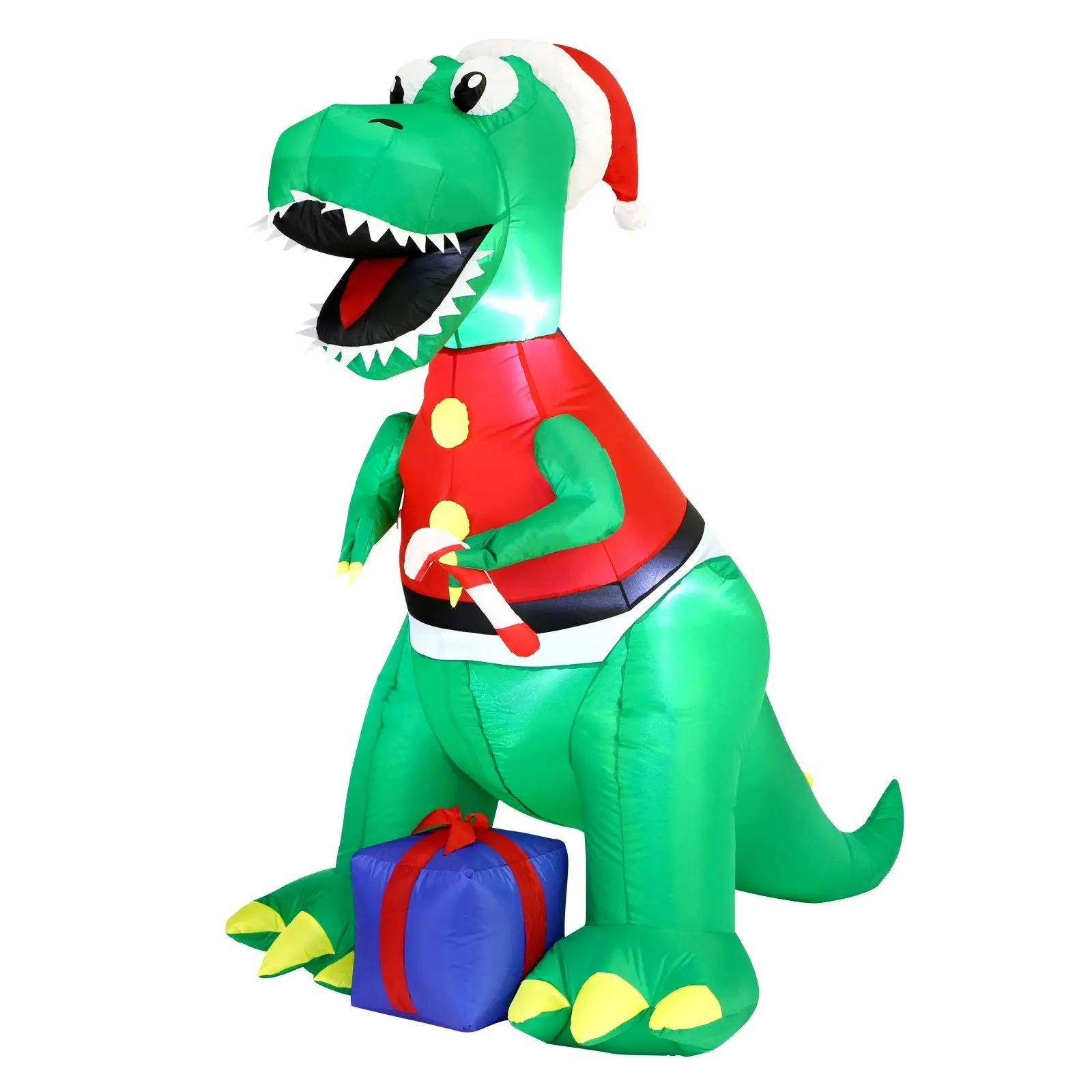 Mazam Christmas Inflatable Dinosaur 1.8M Xmas LED Lights Outdoor Decoration