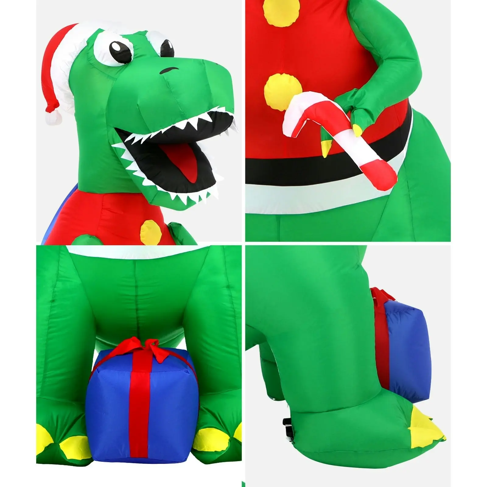 Mazam Christmas Inflatable Dinosaur 1.8M Xmas LED Lights Outdoor Decoration