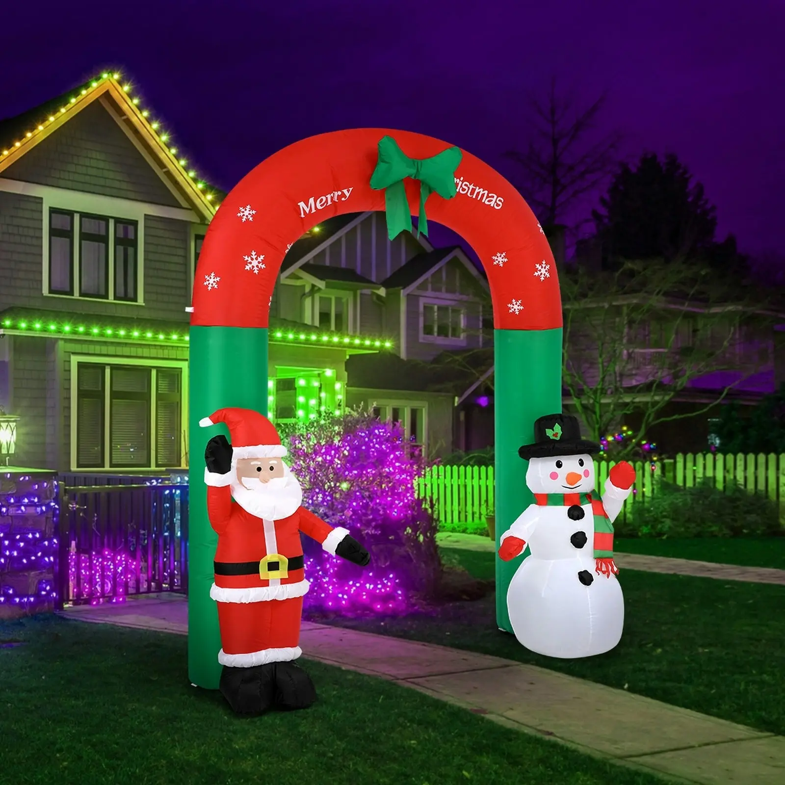 Mazam 2.4M Christmas Inflatable Archway Xmas LED Lights Outdoor Decoration