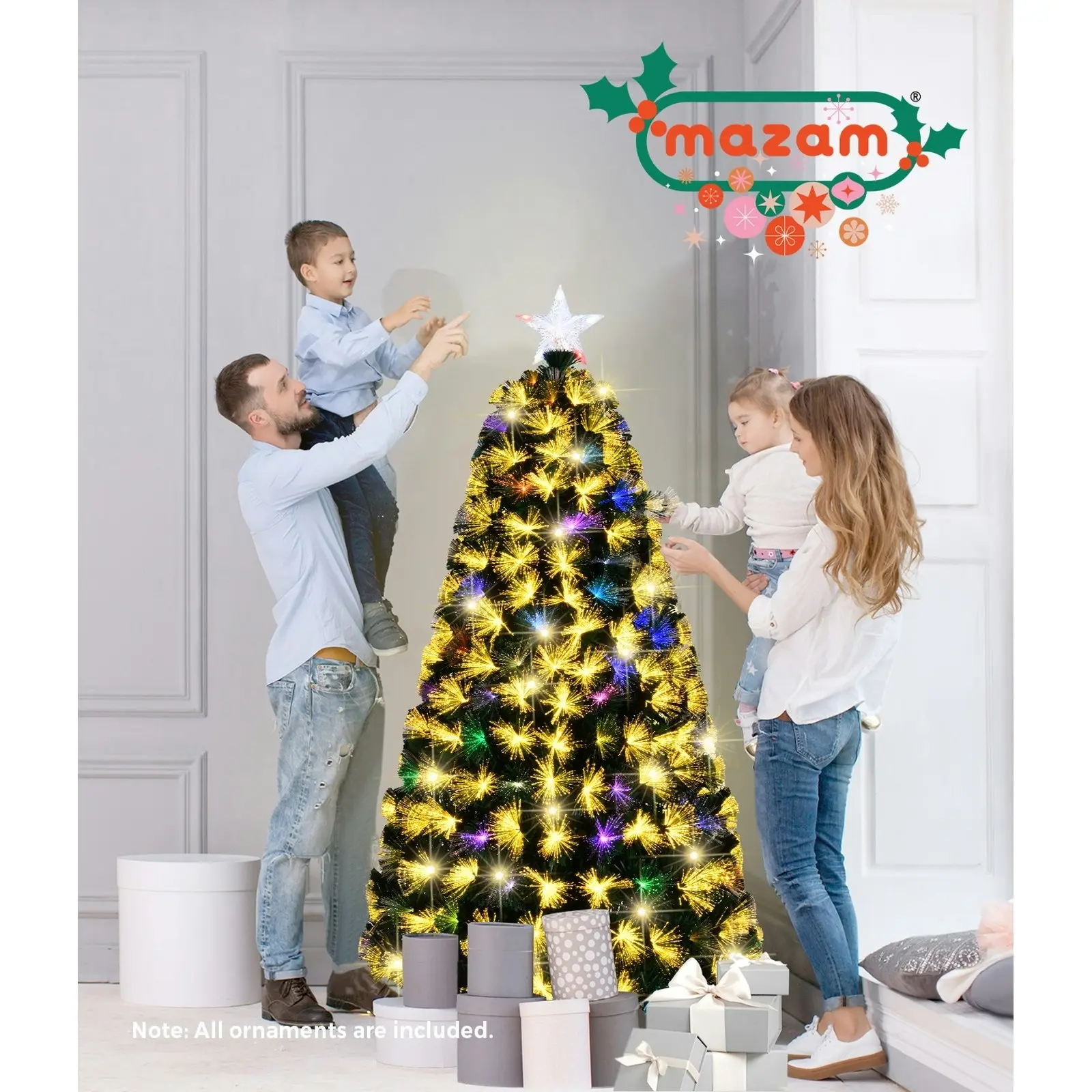 Mazam Christmas Tree 1.8M 6FT LED Xmas trees Optic Fibre  Multi Colour 230 Tips