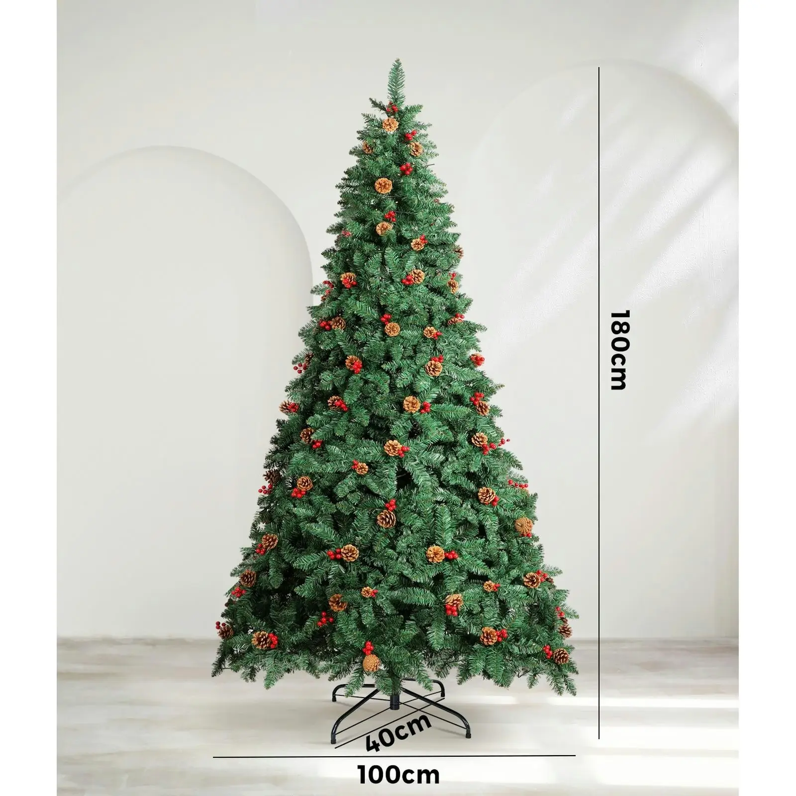 Mazam 2PCS LED Christmas Tree 1.8M 6FT Xmas Trees Decorations Green w/ Ornaments