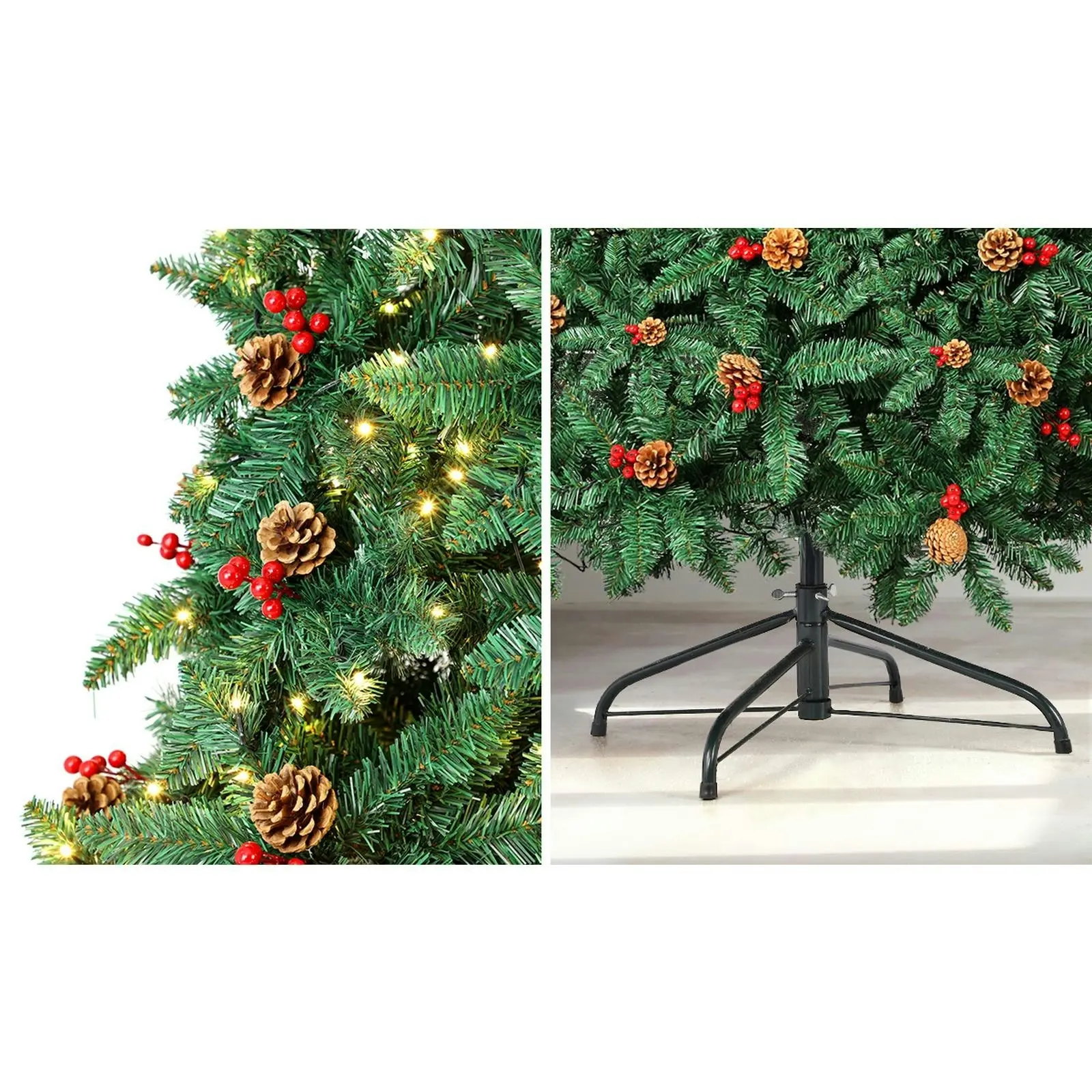 Mazam 2PCS LED Christmas Tree 1.8M 6FT Xmas Trees Decorations Green w/ Ornaments