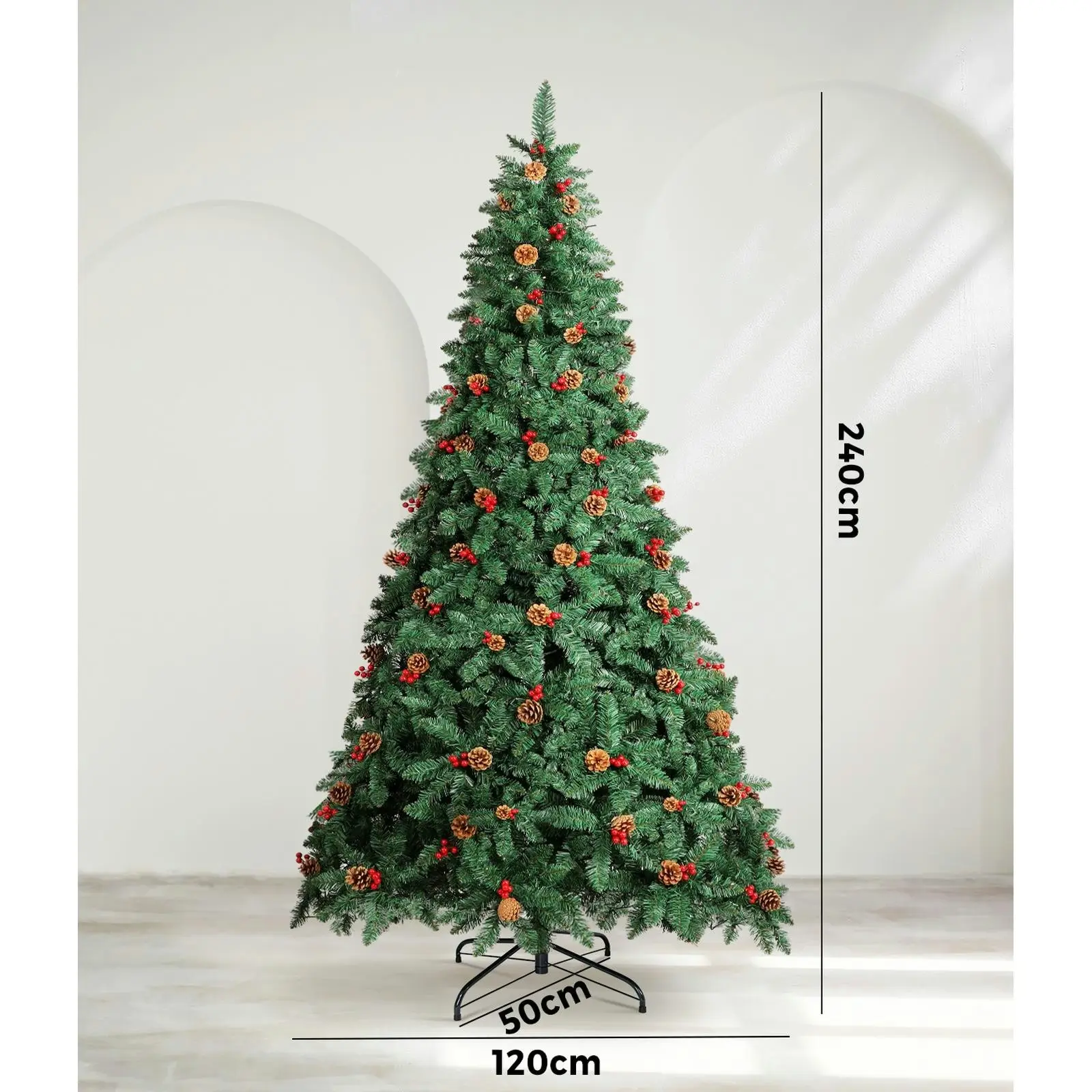 Mazam 2PCS LED Christmas Tree 2.4M 8FT Xmas Trees Decorations Green w/ Ornaments