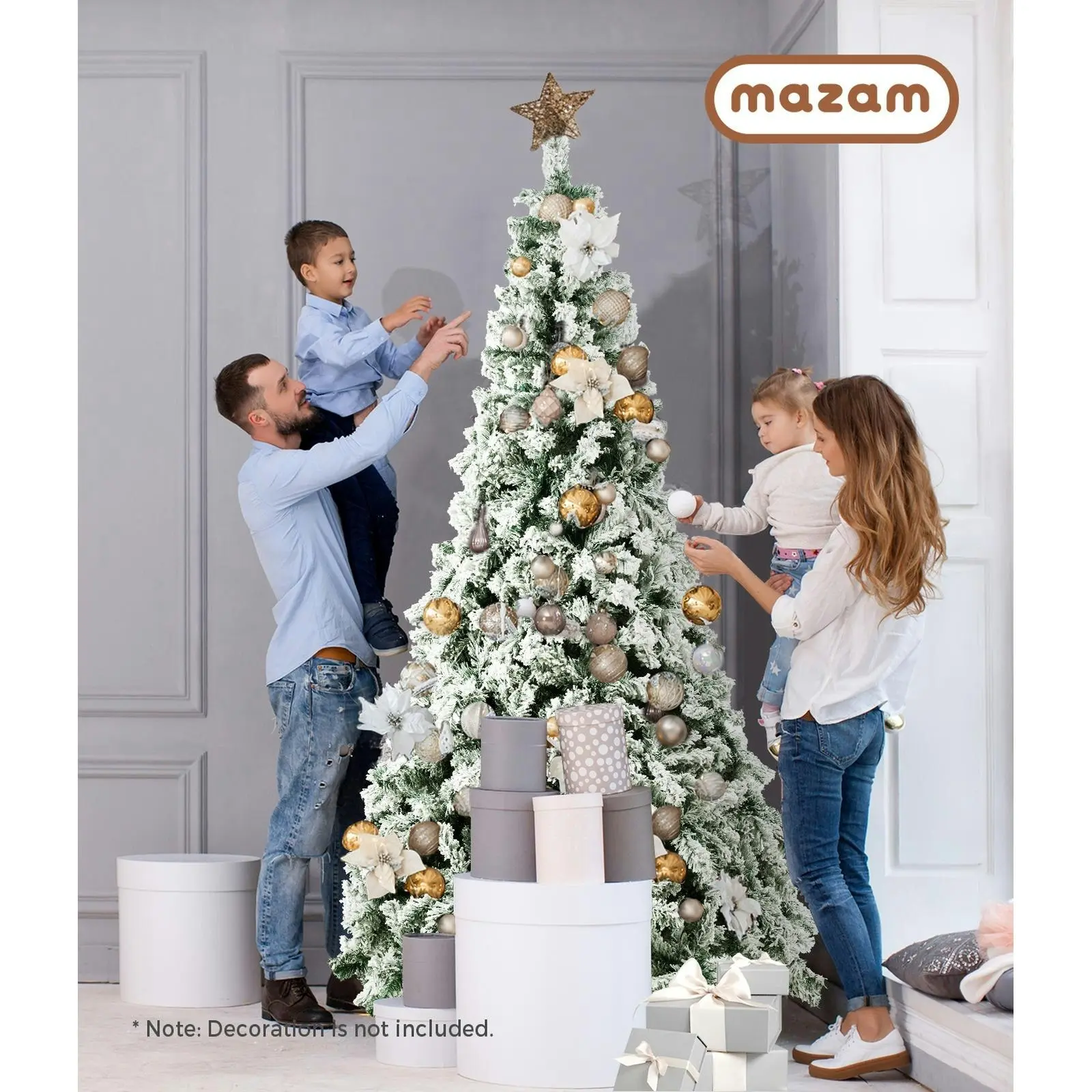 Mazam 2PCS Christmas Tree 1.8M 6FT Xmas Decorations White Snow Flocked 600 Tips