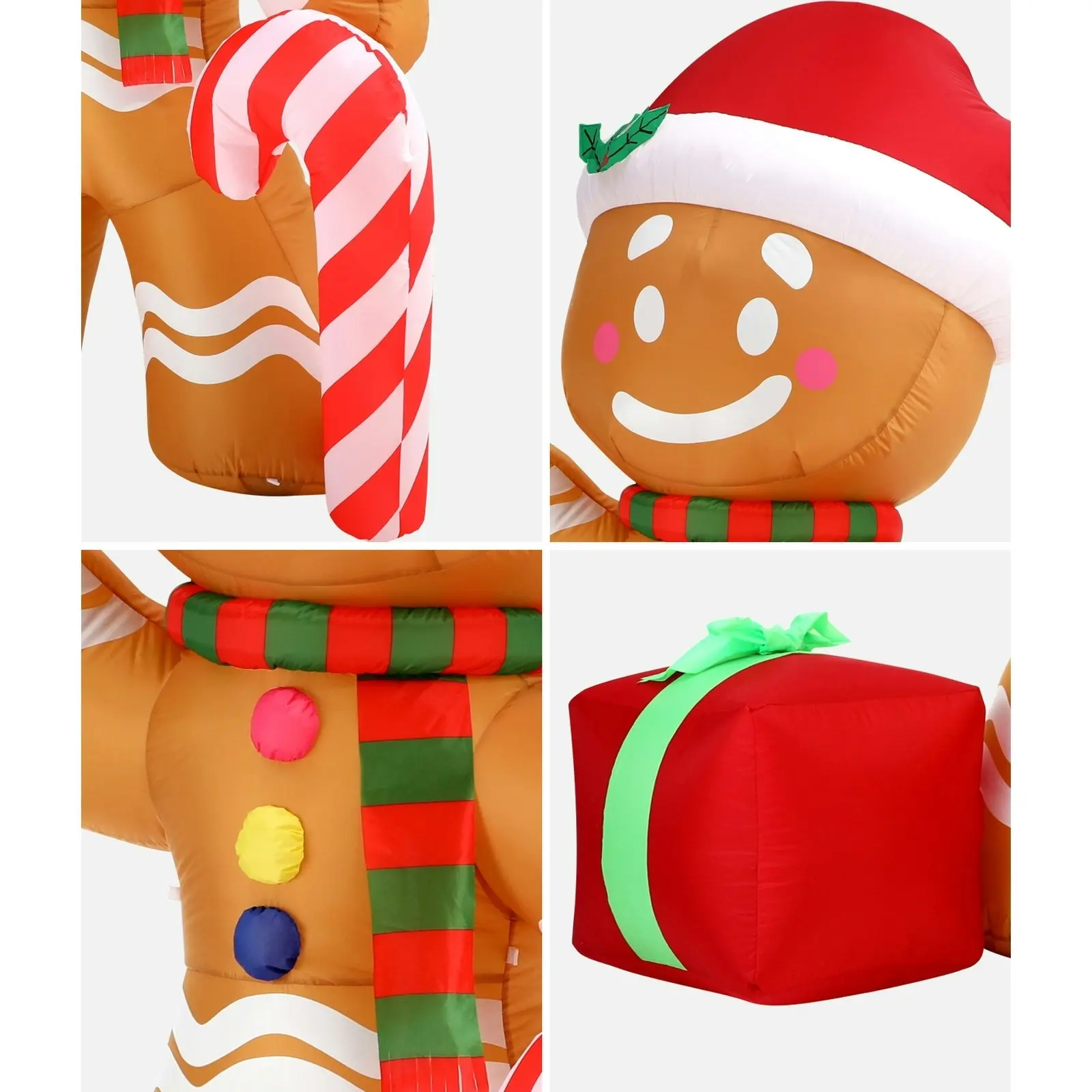 Mazam 2PCS 2.4M Christmas Inflatable Gingerbread Man LED Lights Outdoor Decor