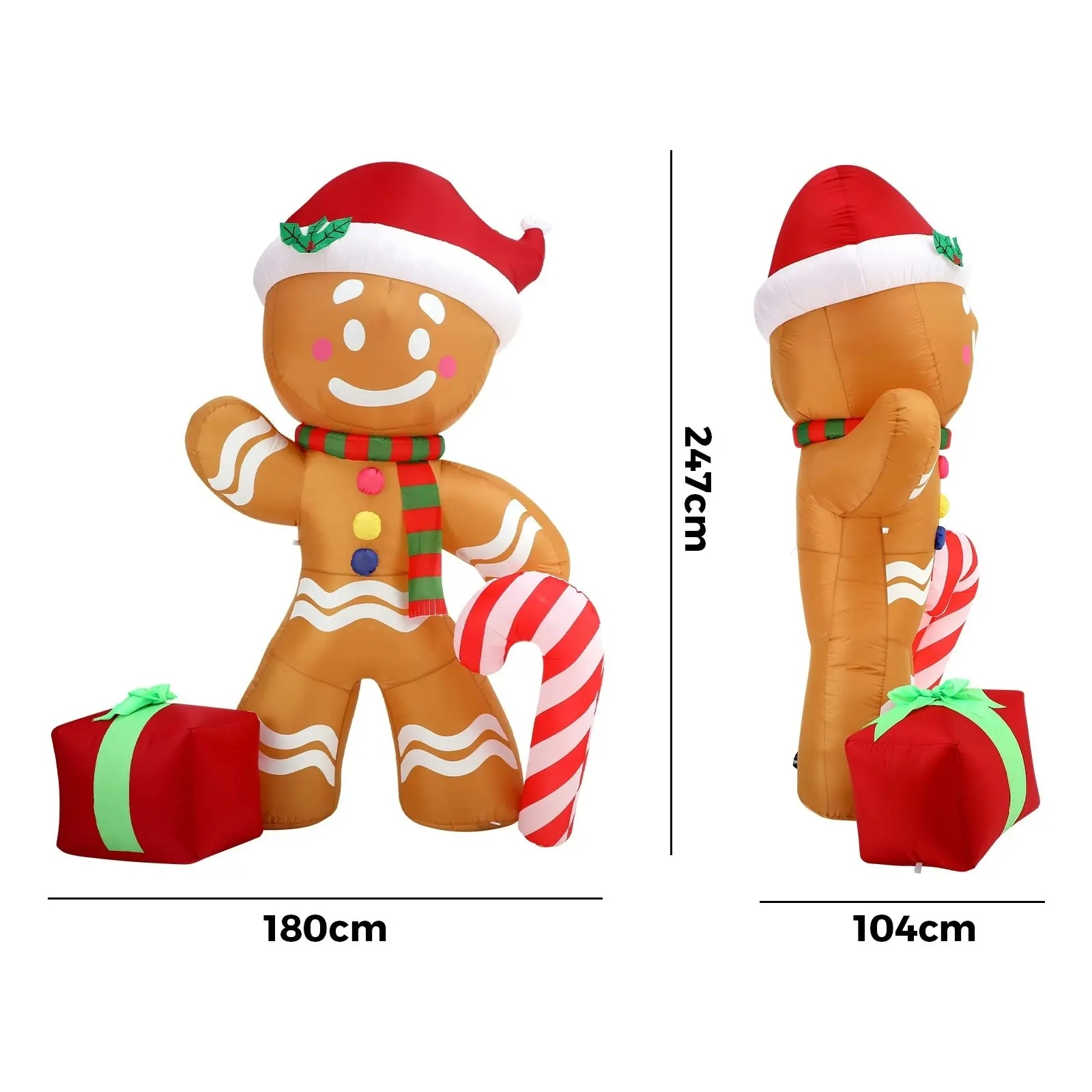 Mazam 2PCS 2.4M Christmas Inflatable Gingerbread Man LED Lights Outdoor Decor