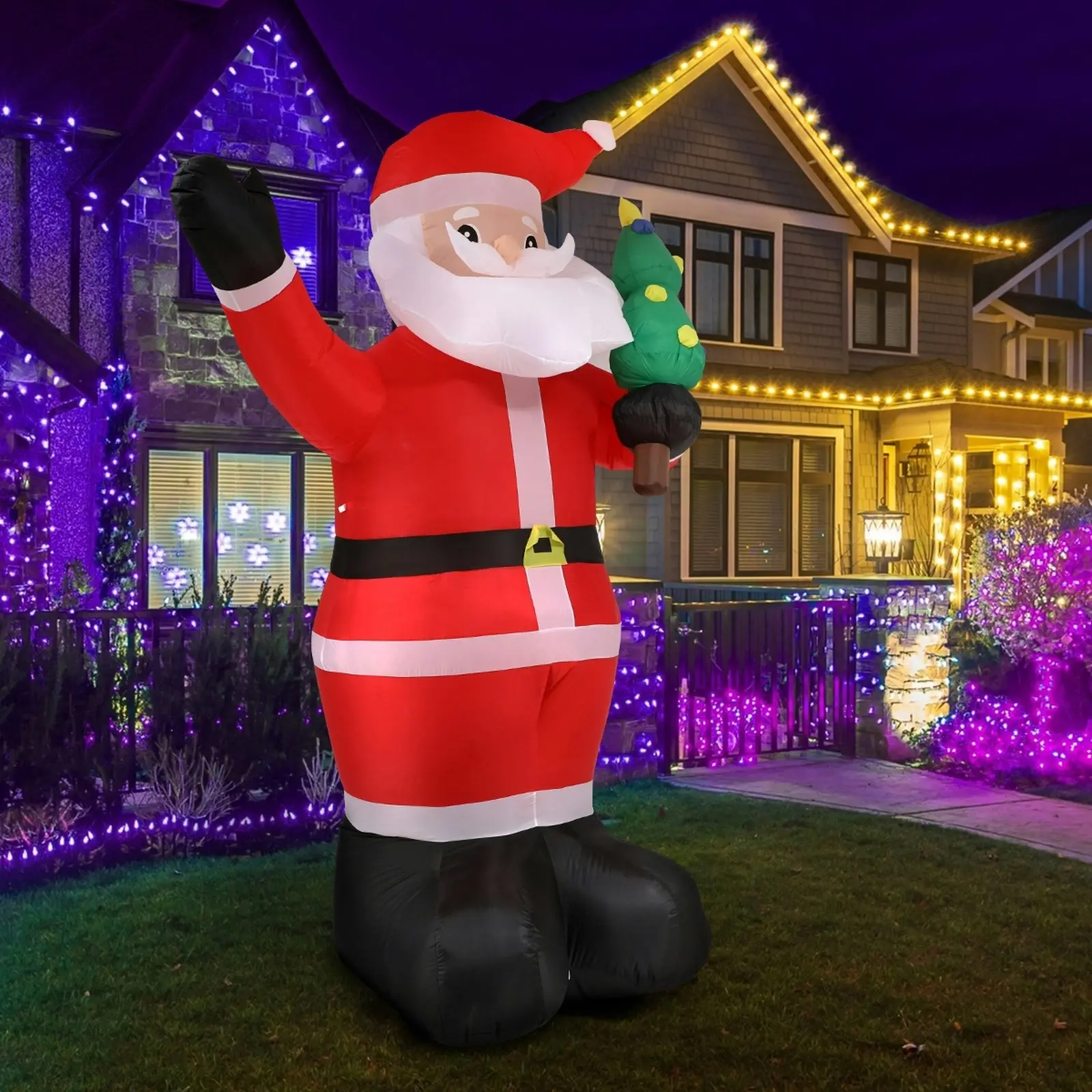 Mazam 2PCS 3.6M Christmas Inflatable Santa Xmas LED Lights Outdoor Decoration