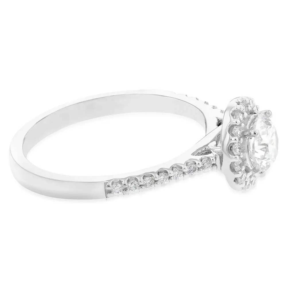 Luminesce Lab Grown 18ct White Gold 1 Carat Diamond Halo Ring