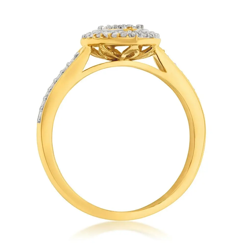 Luminesce Lab Grown Diamond 1/5 Carat Pear Dress Ring in 9ct Yellow Gold