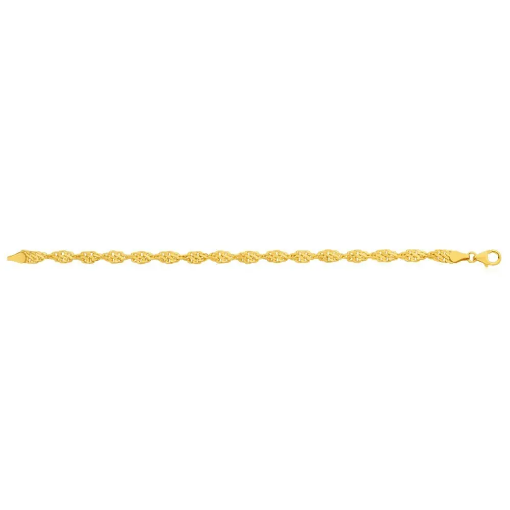 9ct Yellow Gold Copper Filled 19cm Singapore Bracelet 70Gauge