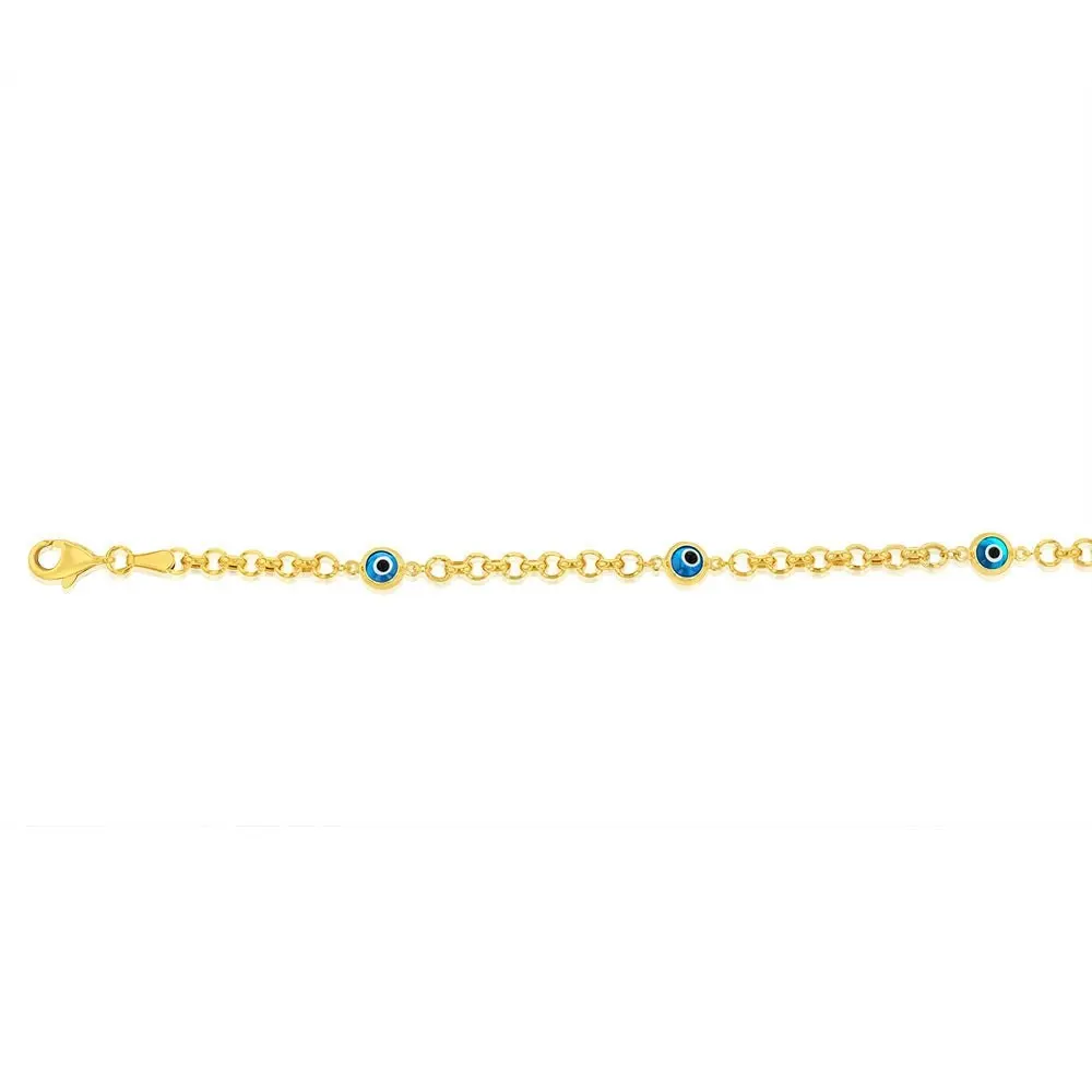 9ct Yellow Gold Silverfilled Evil Eye 19cm Bracelet