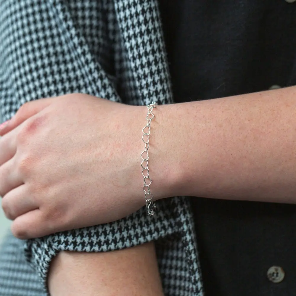 Sterling Silver Multi Heart Intertwined Bracelet