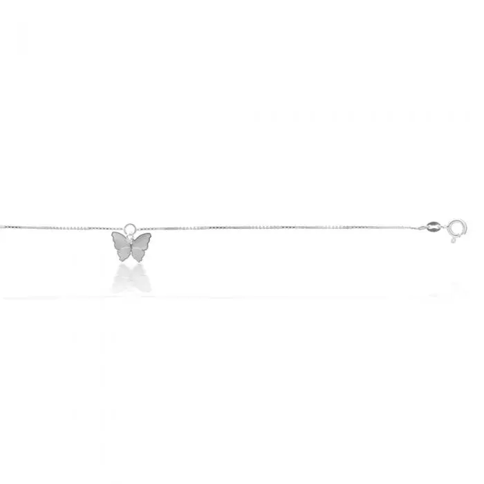 Sterling Silver Butterfly Charm 25cm Anklet