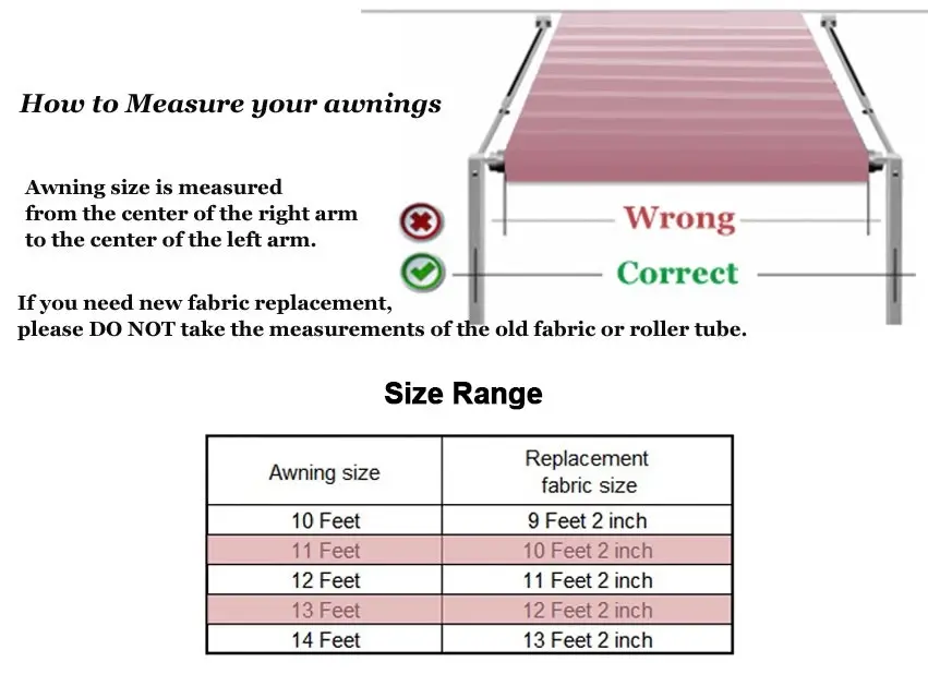 Premium Caravan Roll Out Awning RV Replacement Vinyl Fabric 10/11/12/13/14ft