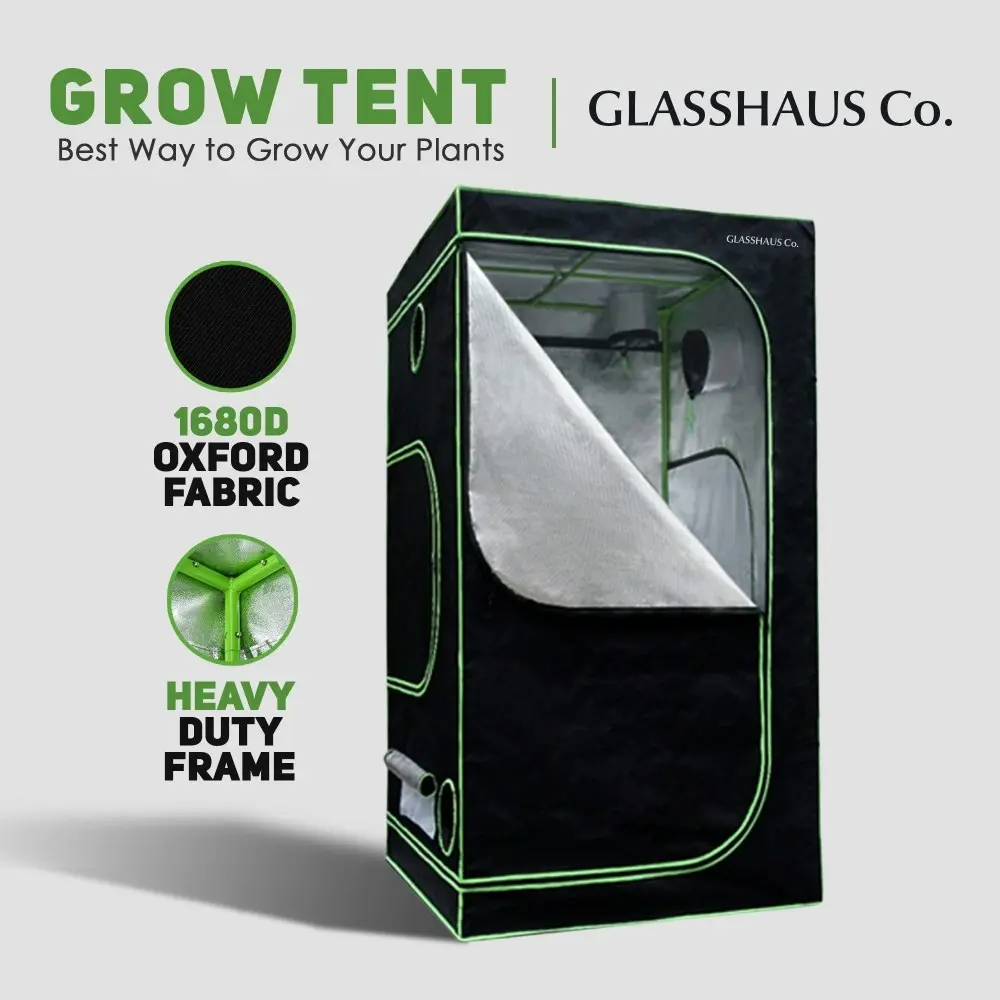 Glasshaus Grow Tent Kits Hydroponic Indoor Grow System Plant Real 1680D Oxford 11 Sizes